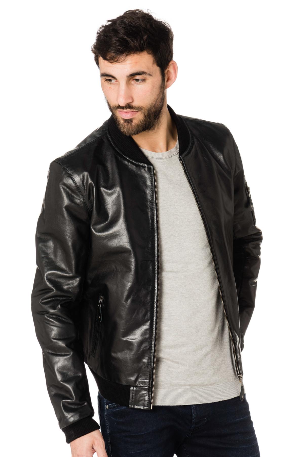 Black buffalo leather bomber jacket - Image n°4