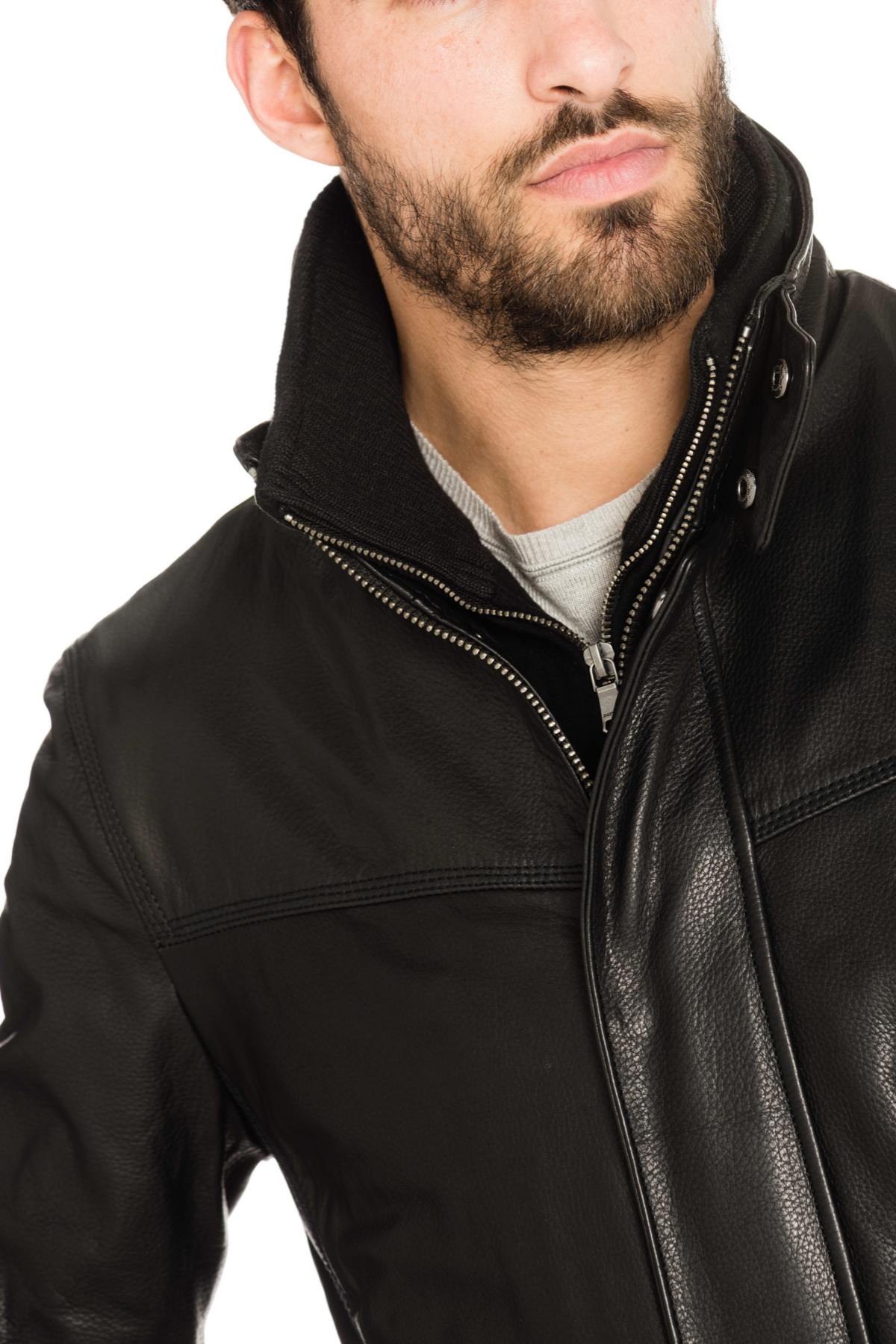 Black cowhide leather jacket - Image n°7