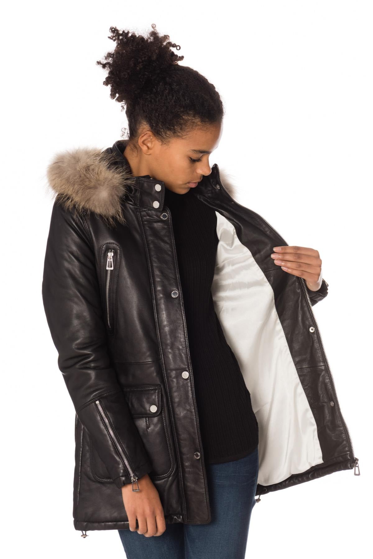 Rose Garden women's lambskin coat - Image n°4