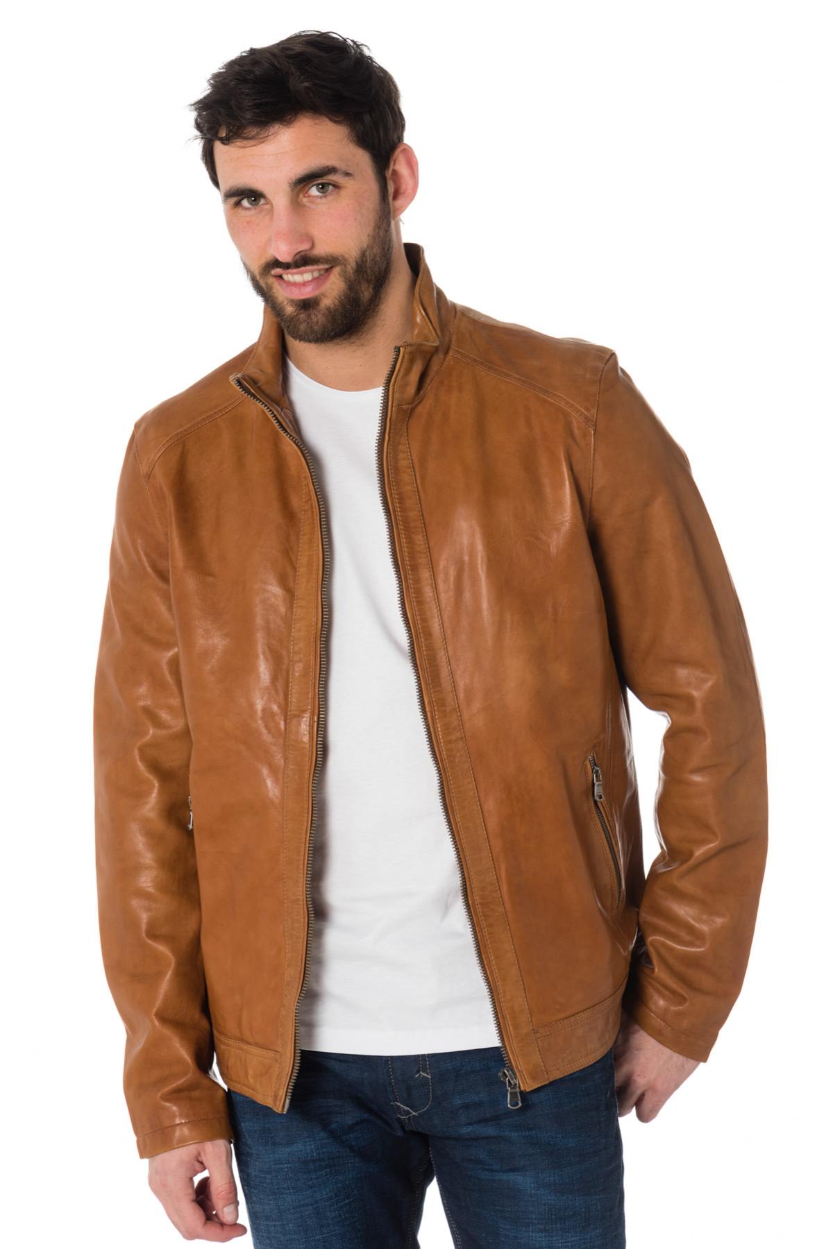 Daytona men's jacket with biker collar - Image n°1