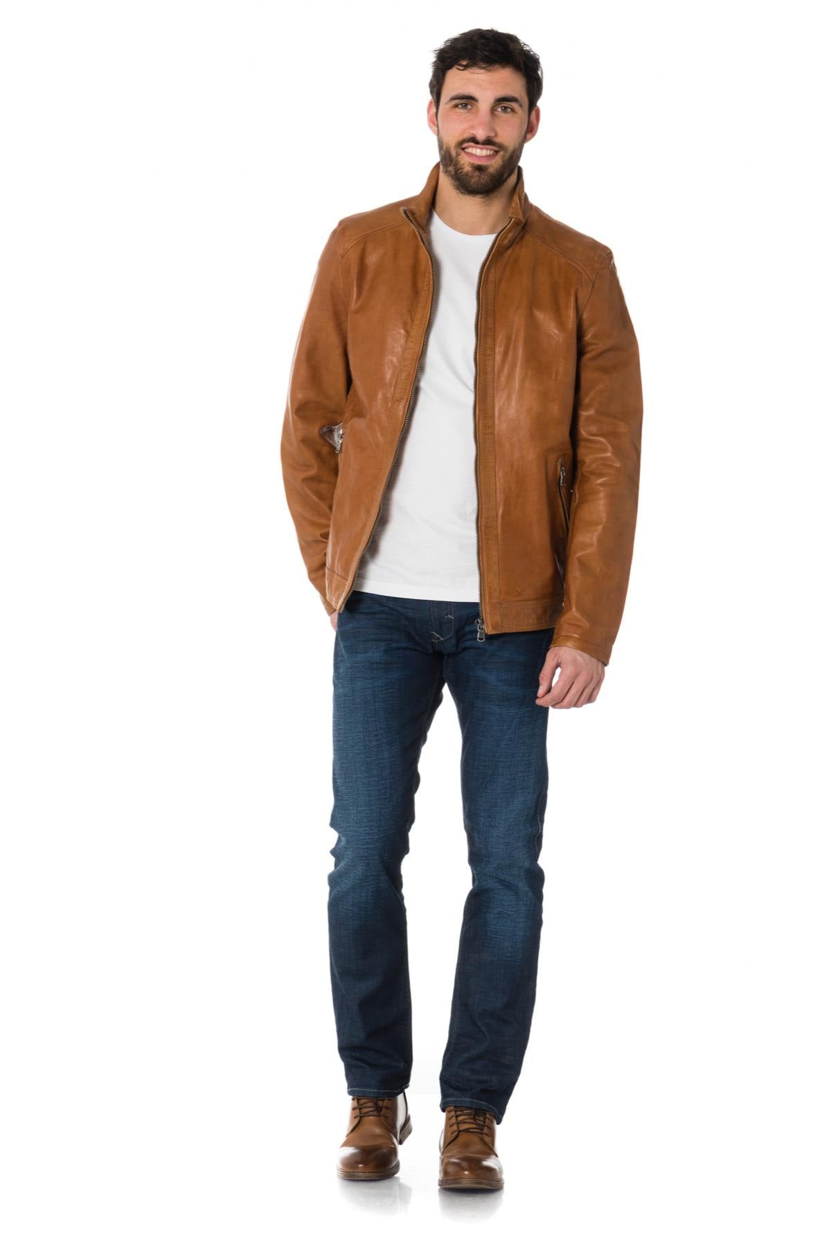 Daytona men's jacket with biker collar - Image n°2