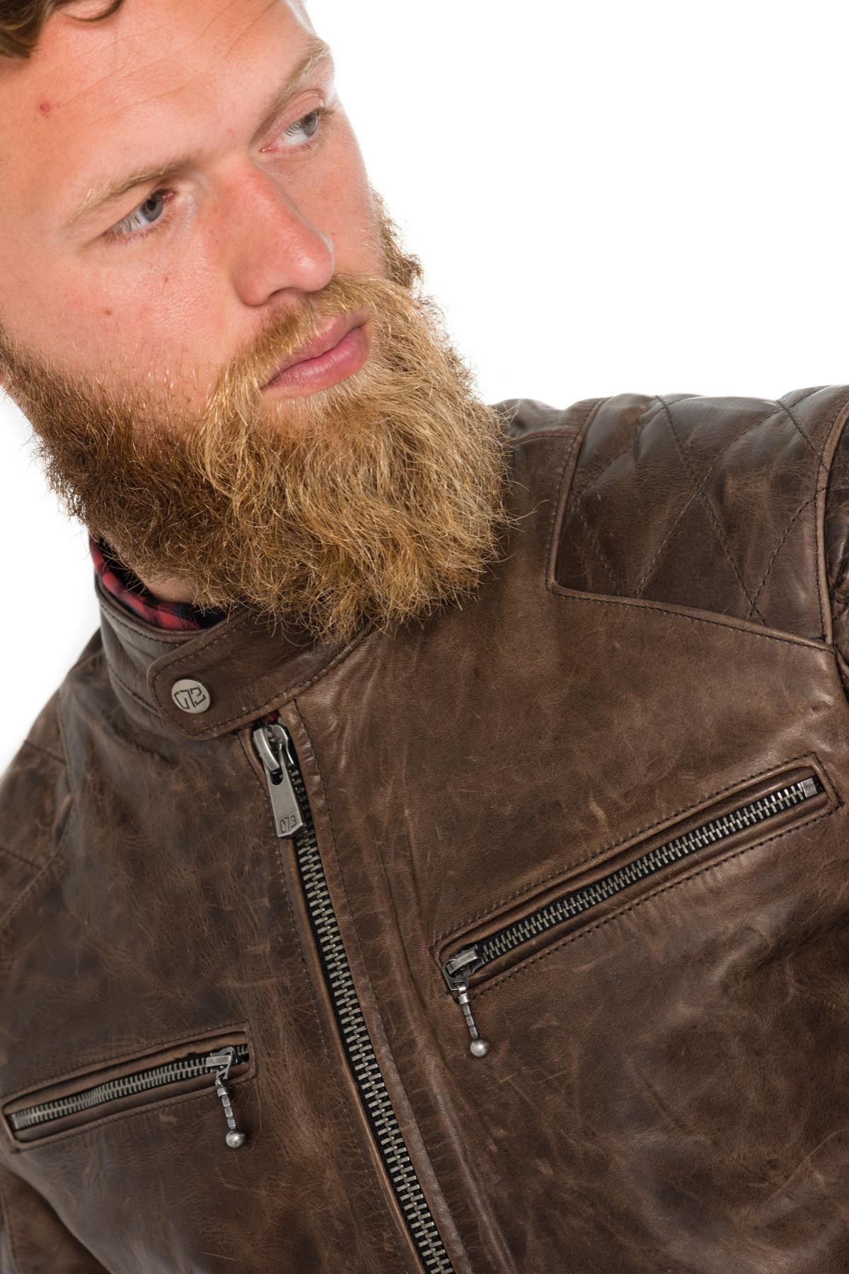 Daytona aged and worn-effect cowhide leather jacket - Image n°3