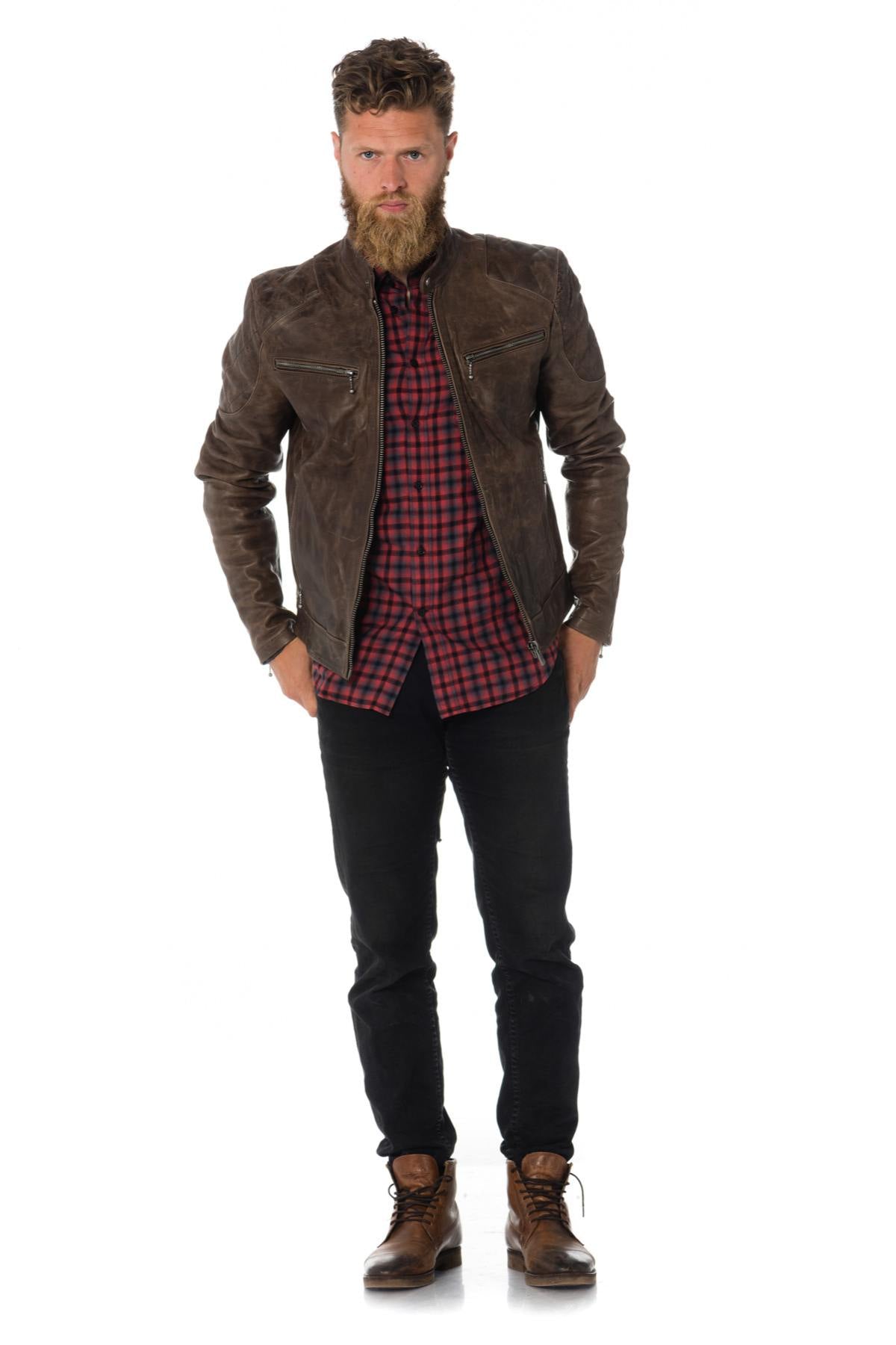 Daytona aged and worn-effect cowhide leather jacket - Image n°2