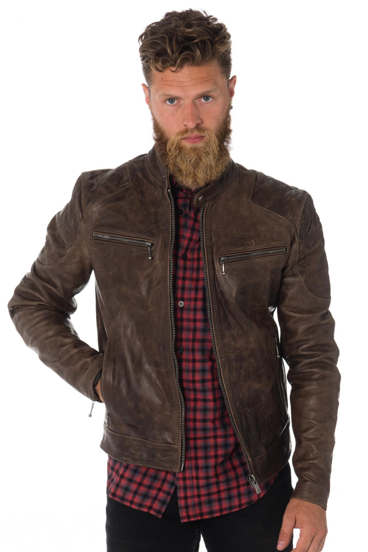 Daytona aged and worn-effect cowhide leather jacket - Image n°5