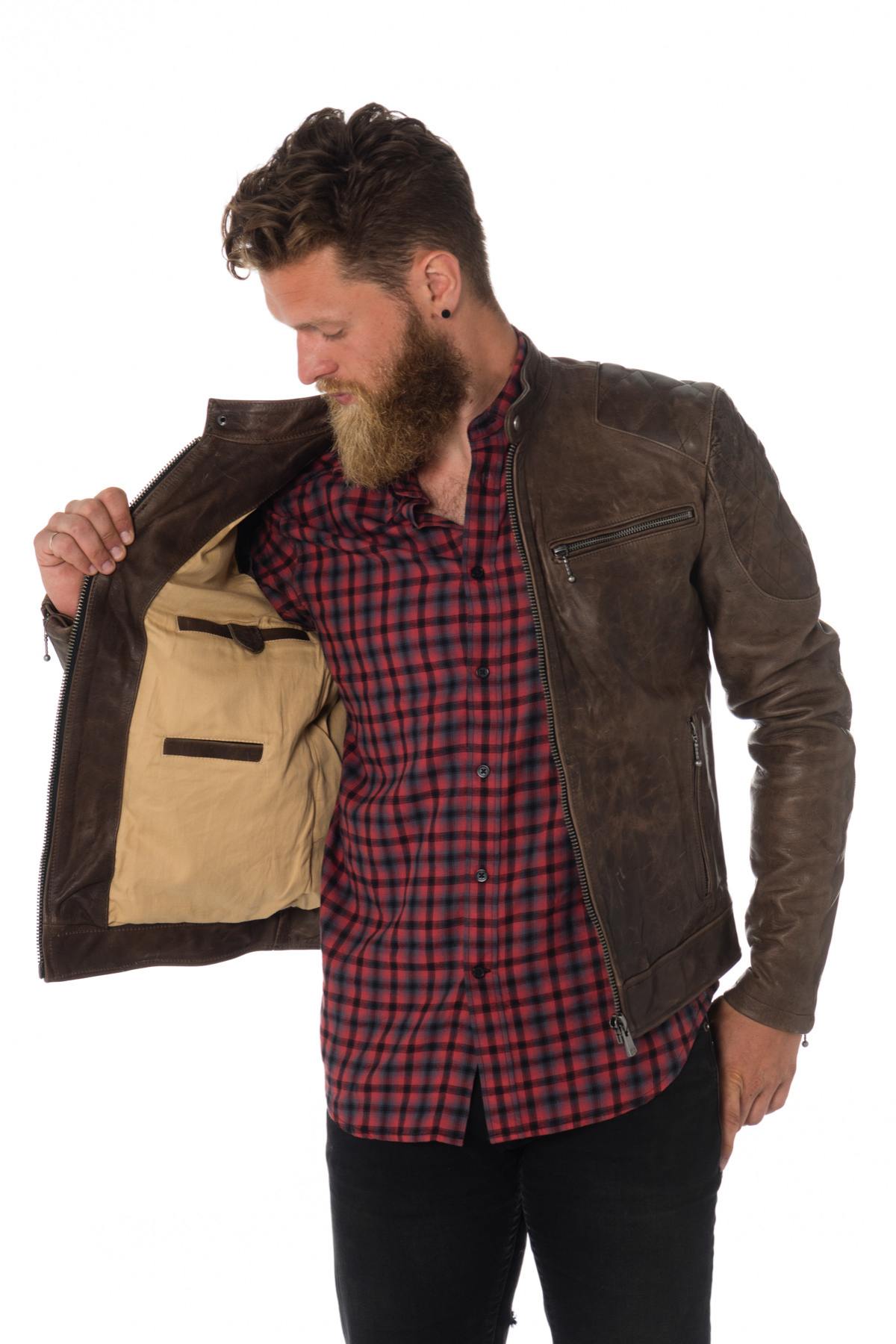 Daytona aged and worn-effect cowhide leather jacket - Image n°6