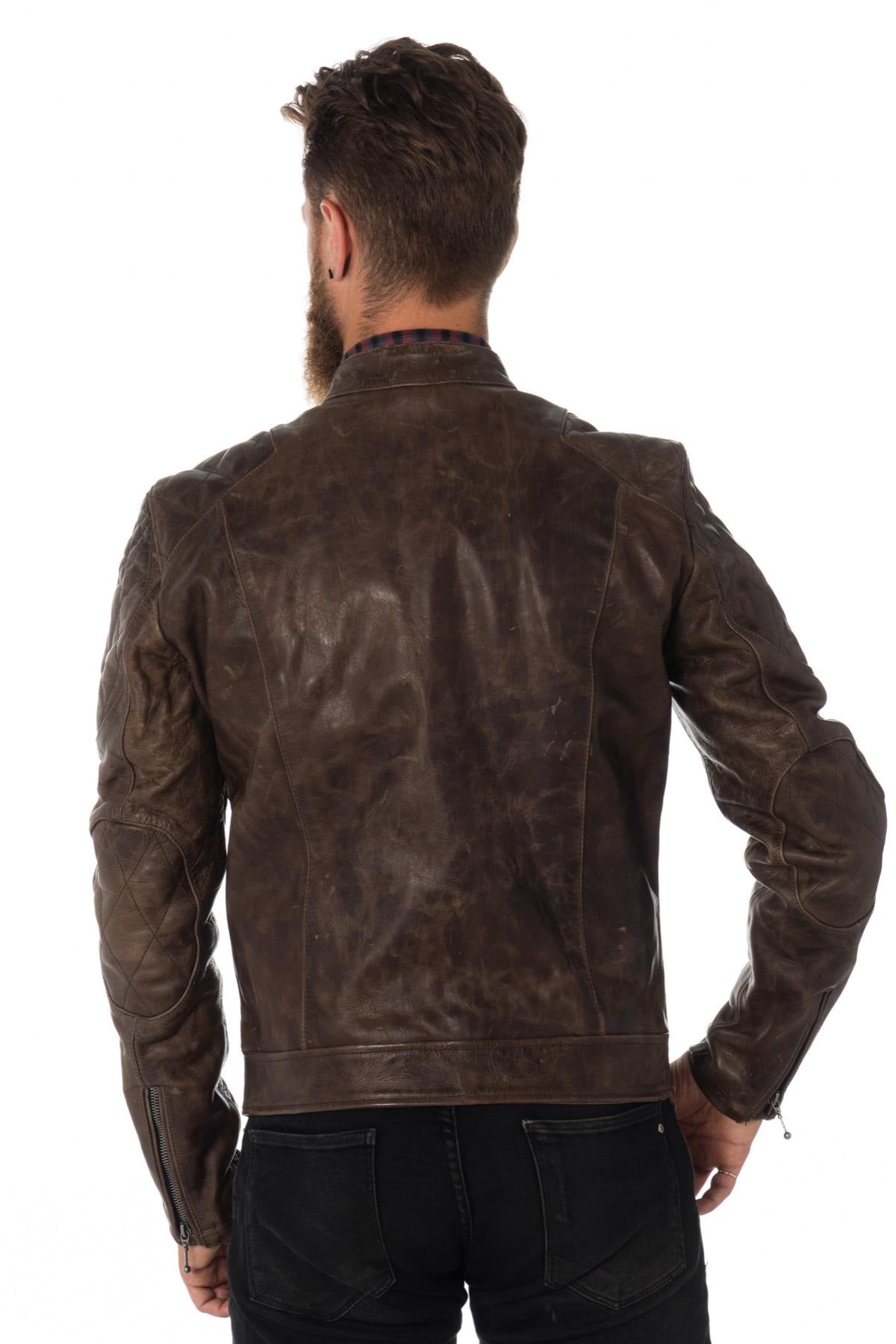 Daytona aged and worn-effect cowhide leather jacket - Image n°4