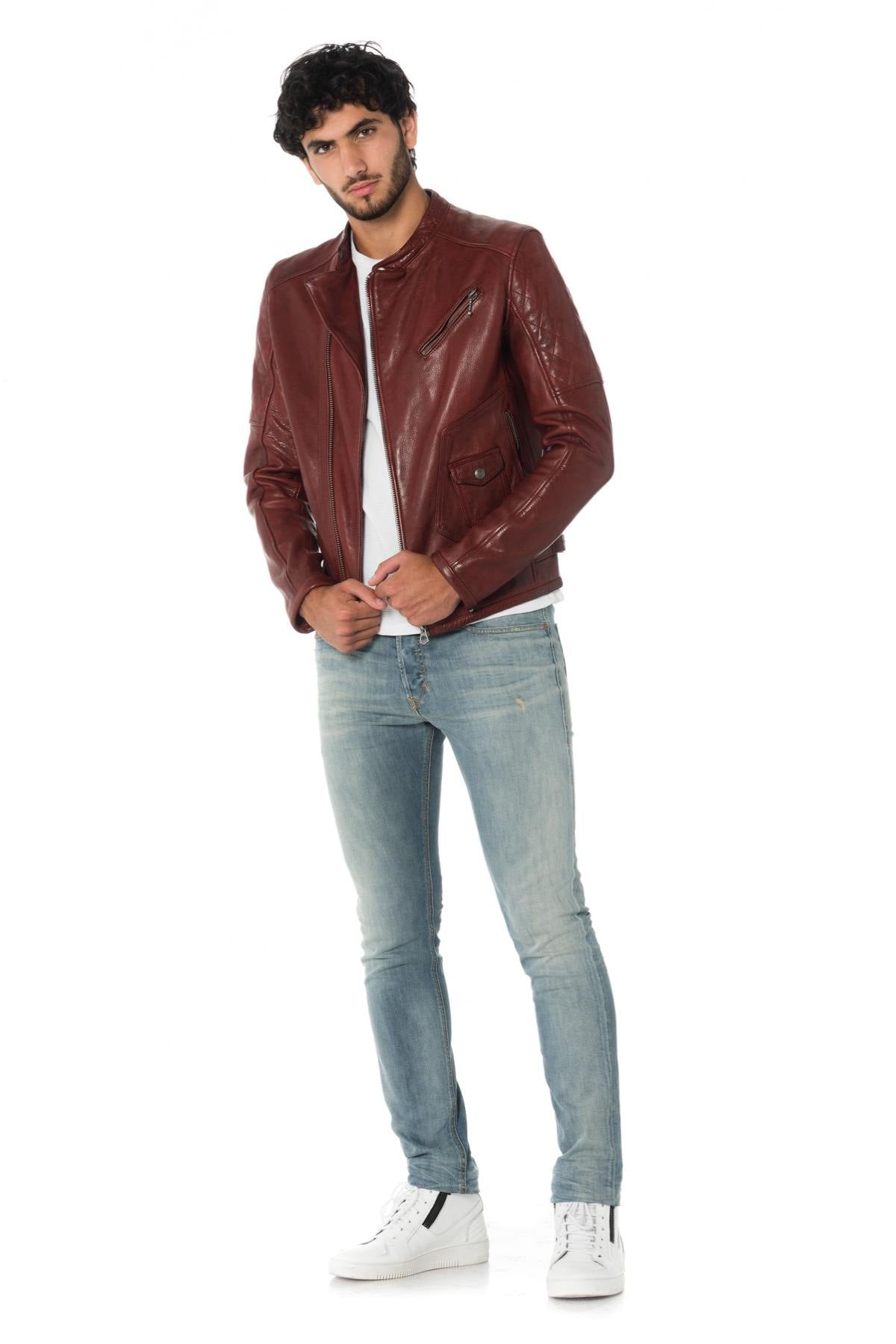 Daytona red grained cowhide leather jacket - Image n°2