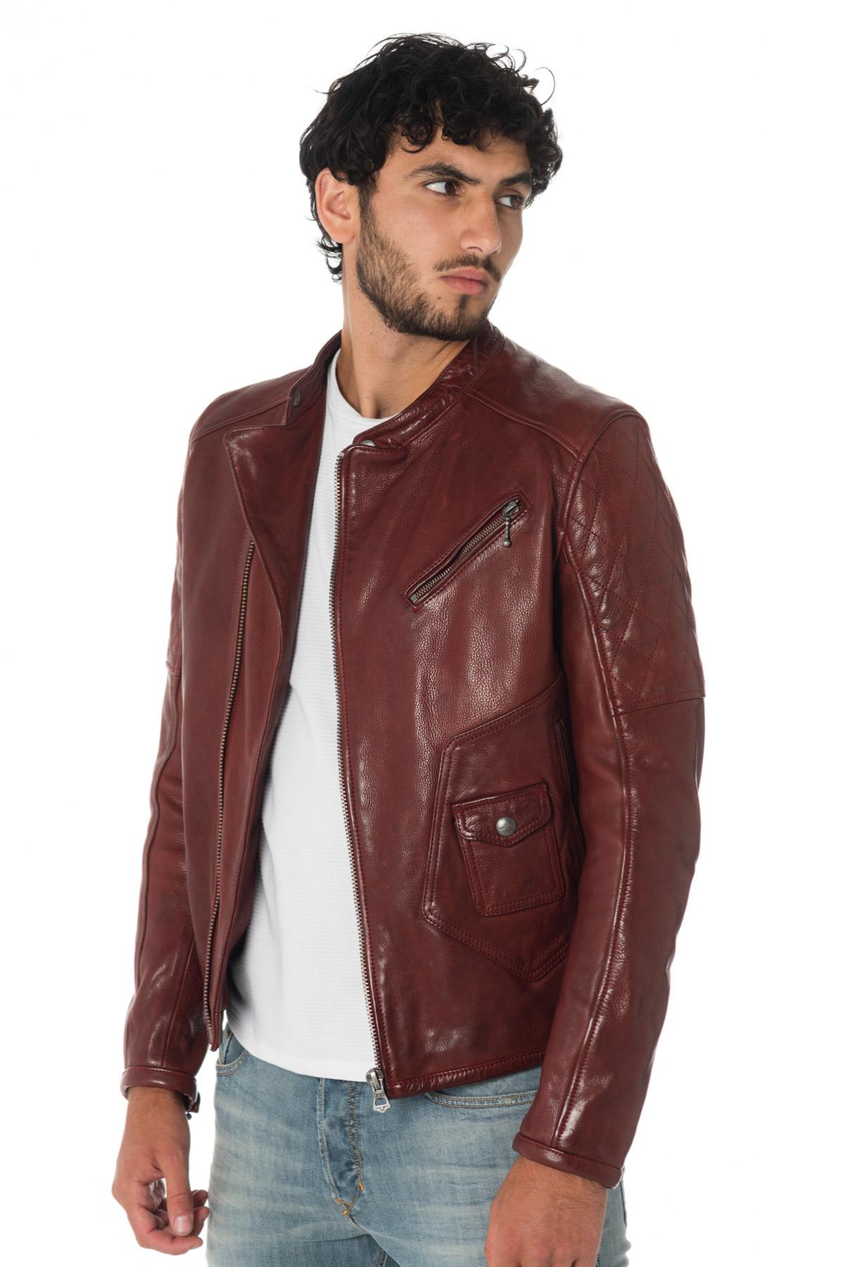 Daytona red grained cowhide leather jacket - Image n°5