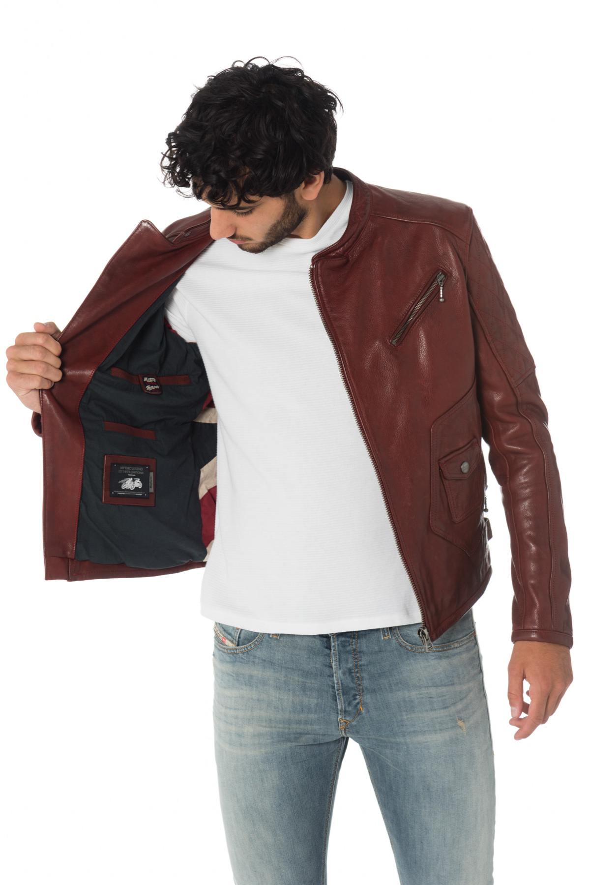 Daytona red grained cowhide leather jacket - Image n°7