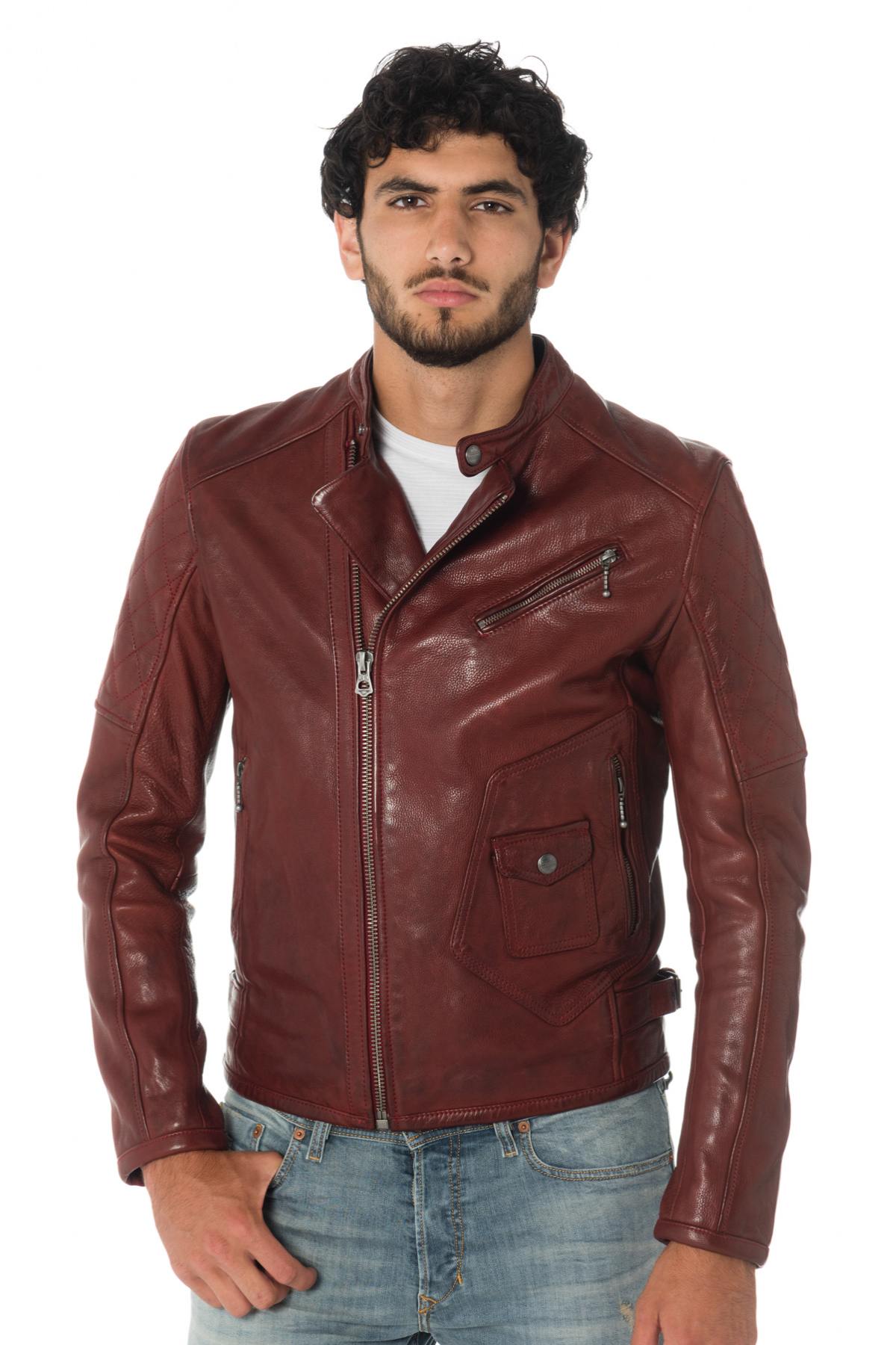 Daytona red grained cowhide leather jacket - Image n°4