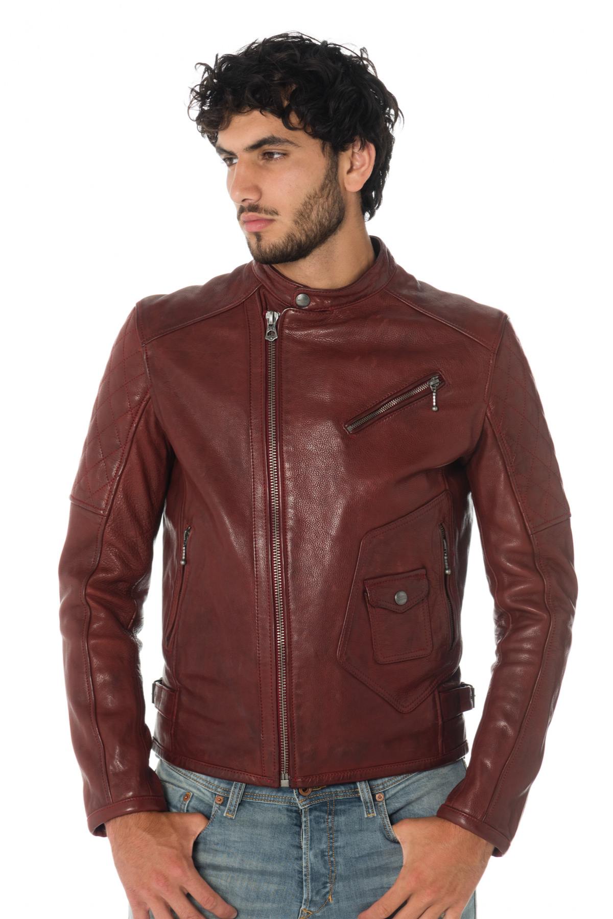 Daytona red grained cowhide leather jacket - Image n°1