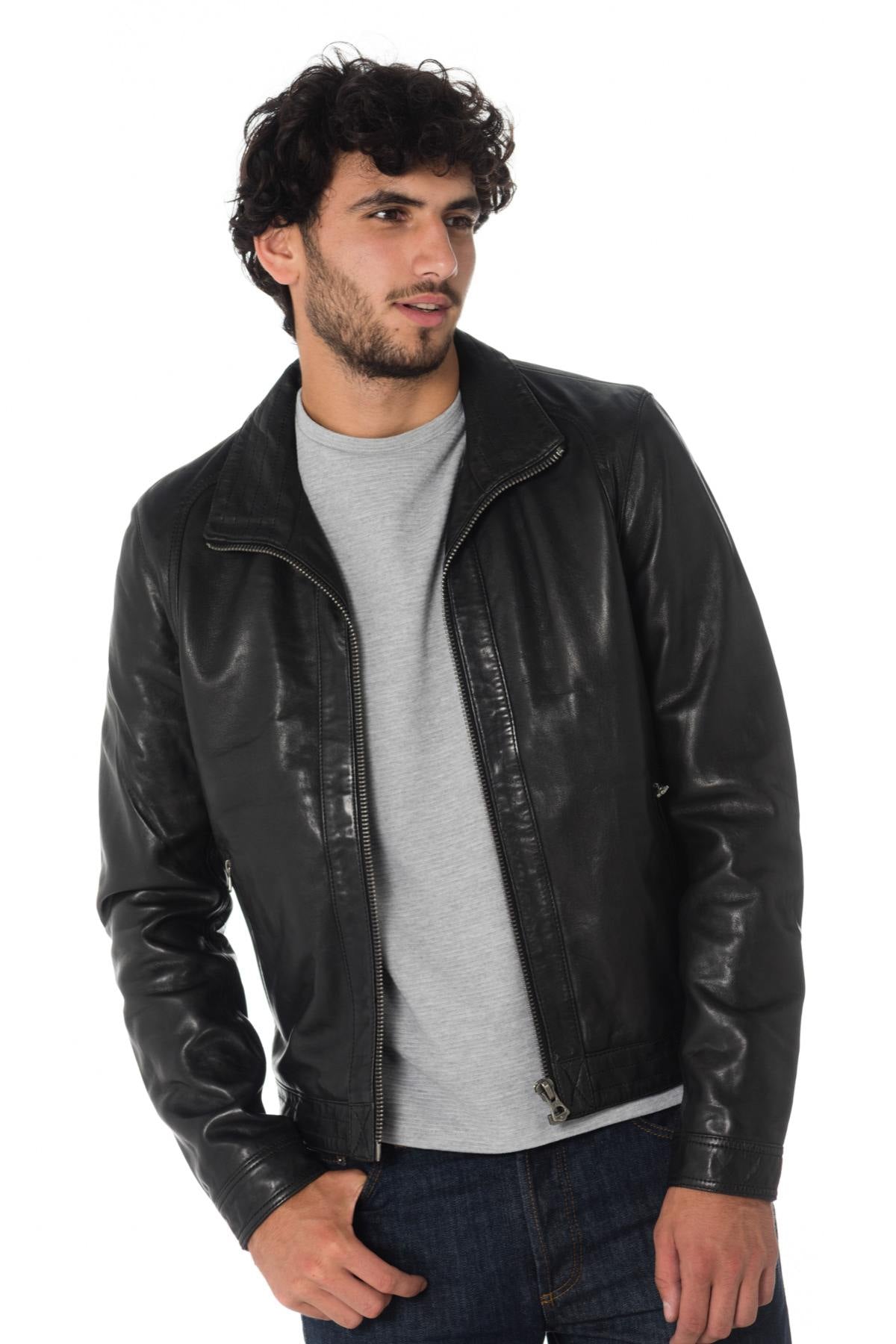 Daytona men's jacket in black lambskin - Image n°3