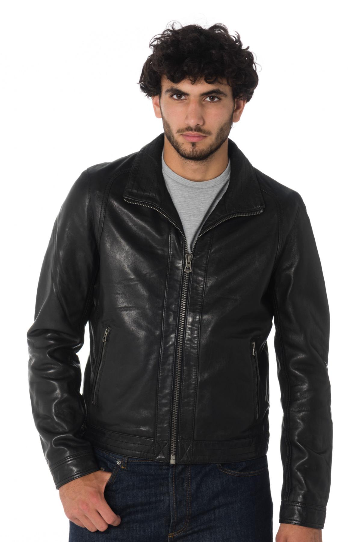 Daytona men's jacket in black lambskin - Image n°1