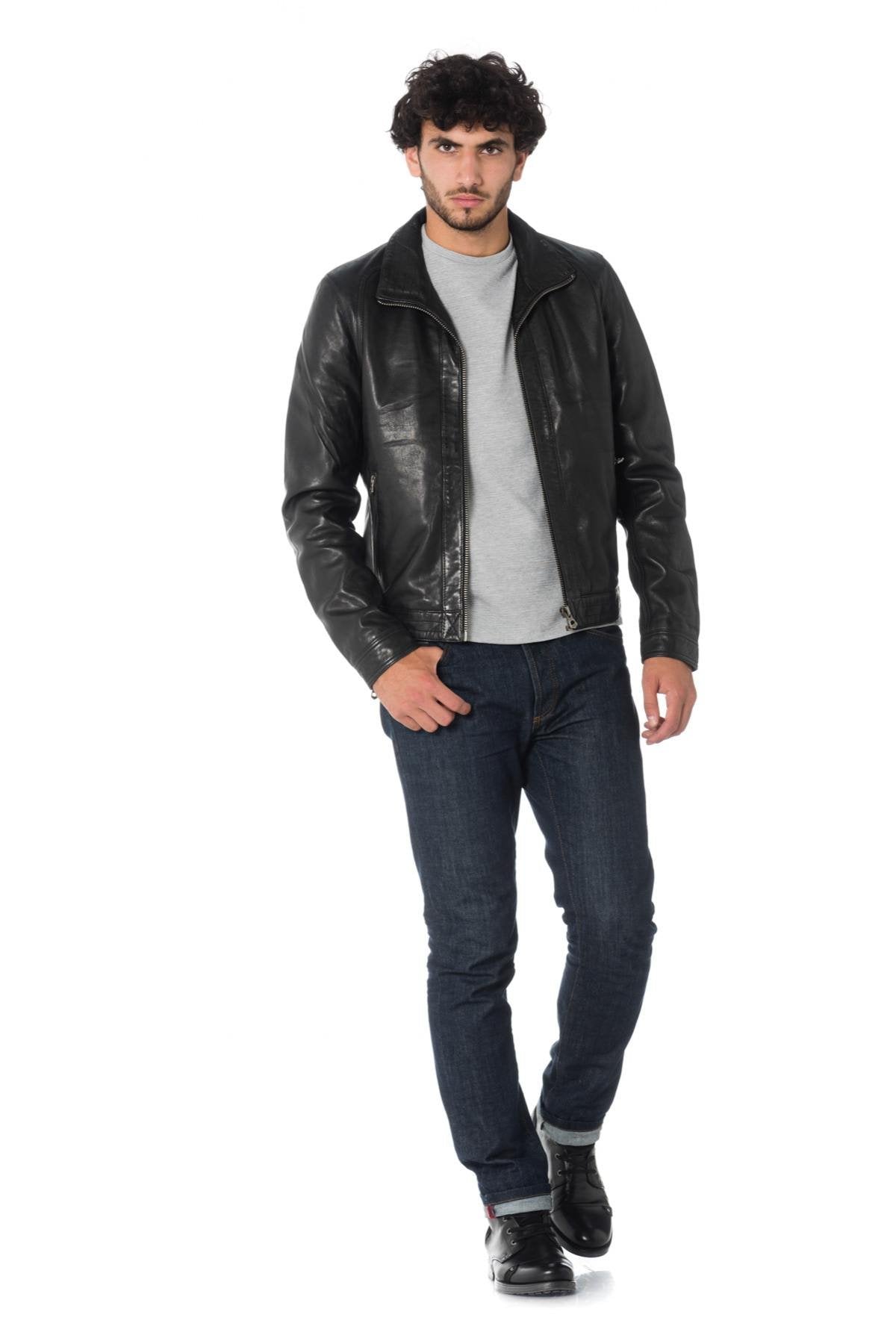 Daytona men's jacket in black lambskin - Image n°2