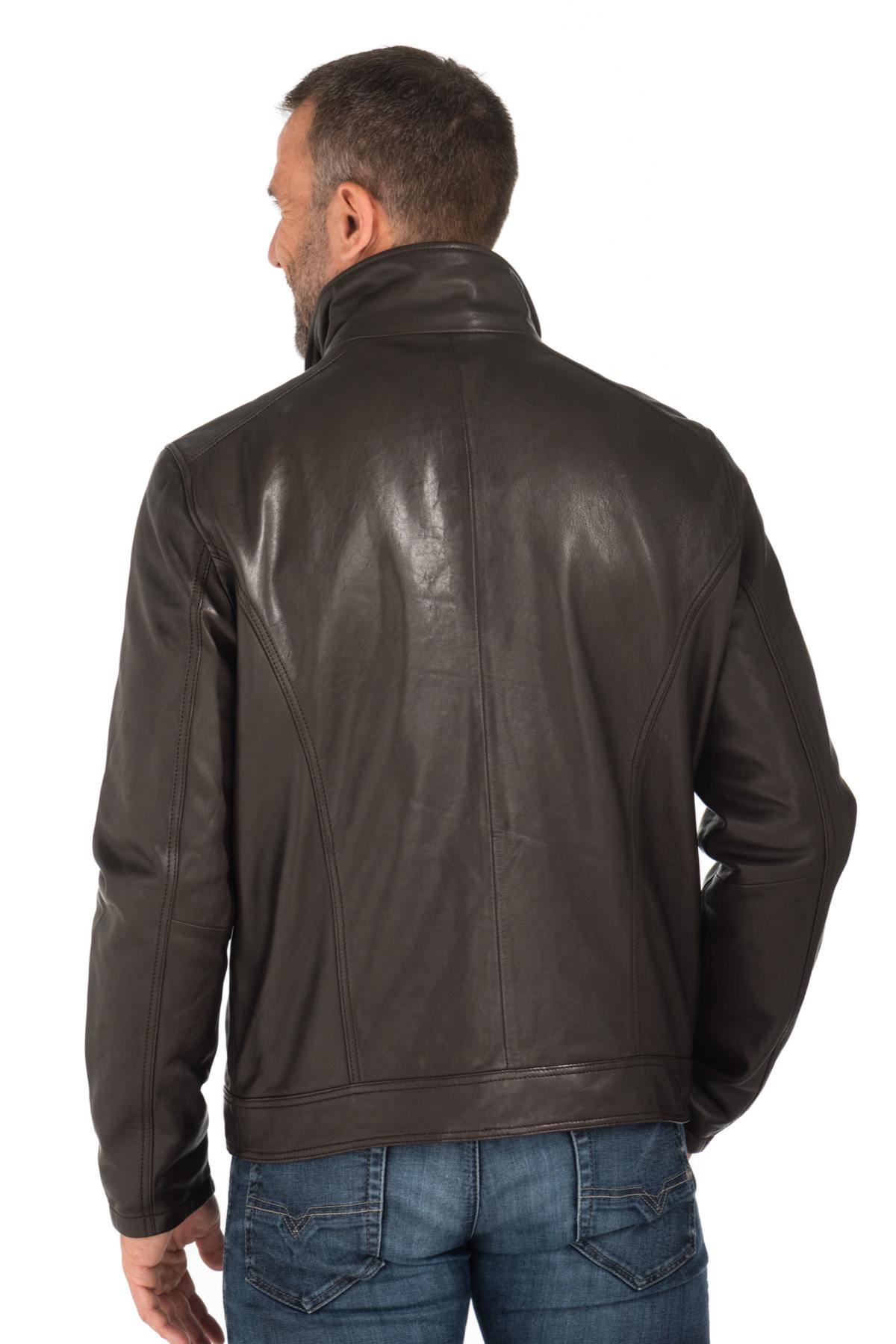 Daytona men's dark brown leather jacket - Image n°6