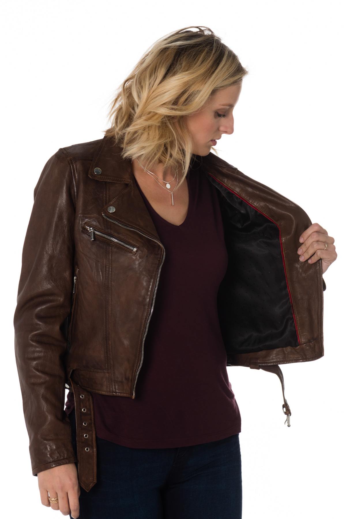 Rose Garden women's perfecto in dark cognac - Image n°5