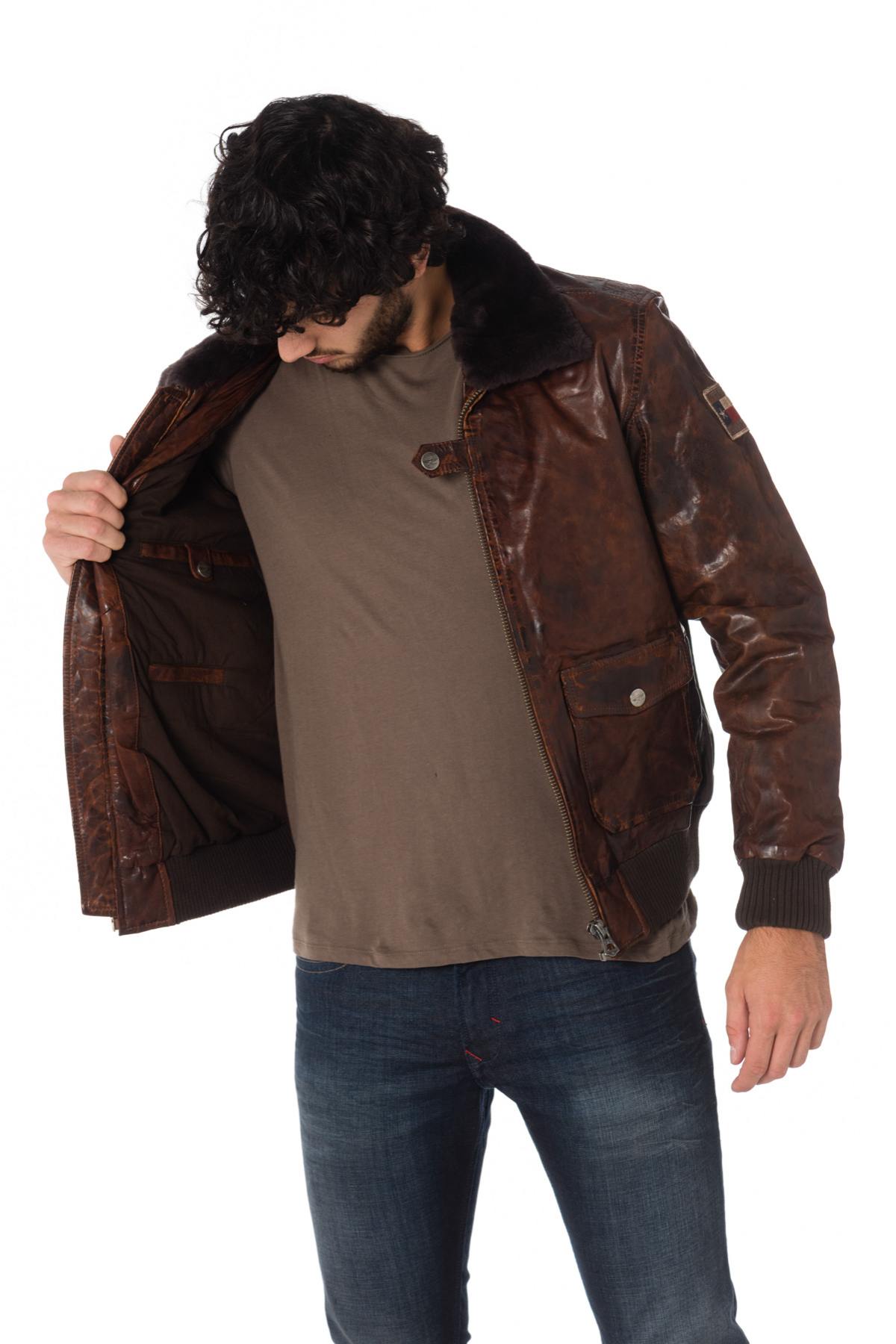 Daytona cowhide leather aviator with sheepskin fur collar - Image n°6