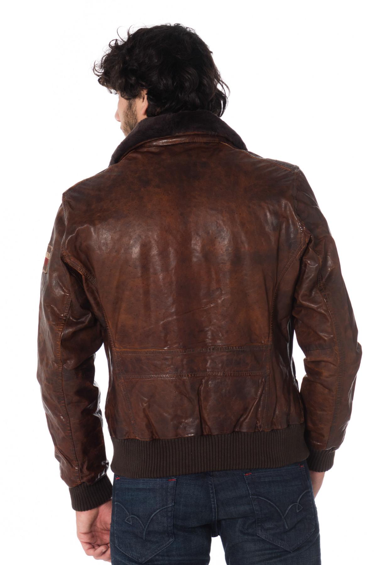 Daytona cowhide leather aviator with sheepskin fur collar - Image n°7