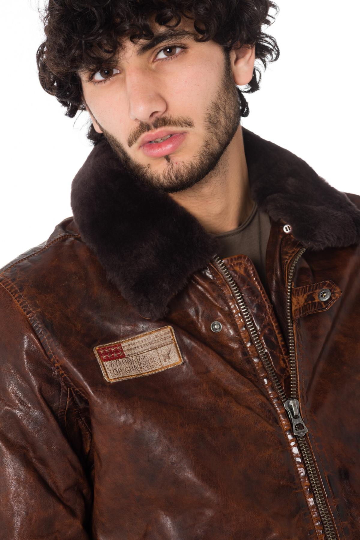 Daytona cowhide leather aviator with sheepskin fur collar - Image n°8