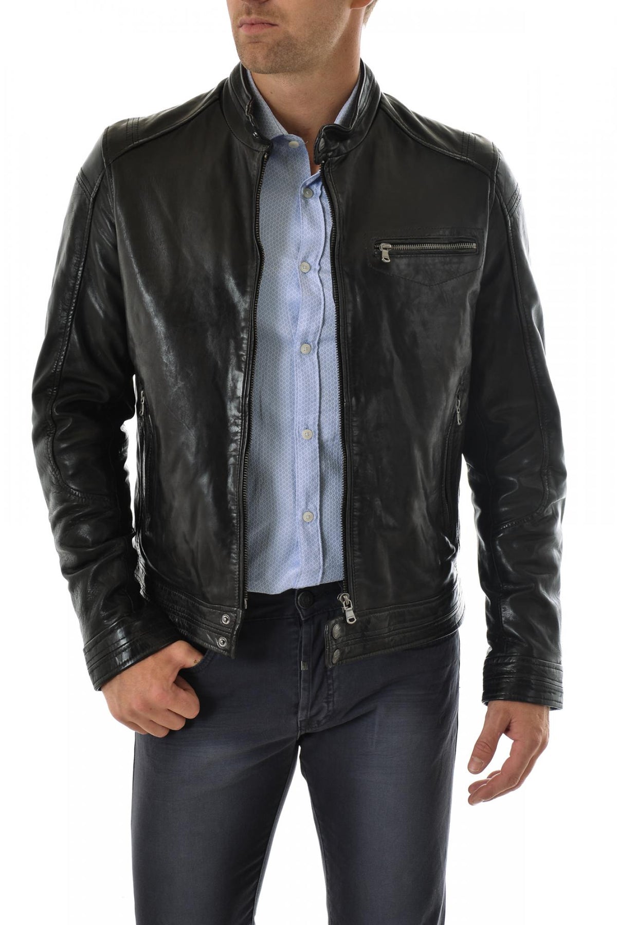 Daytona Men's Black Leather Jacket - Image n°5