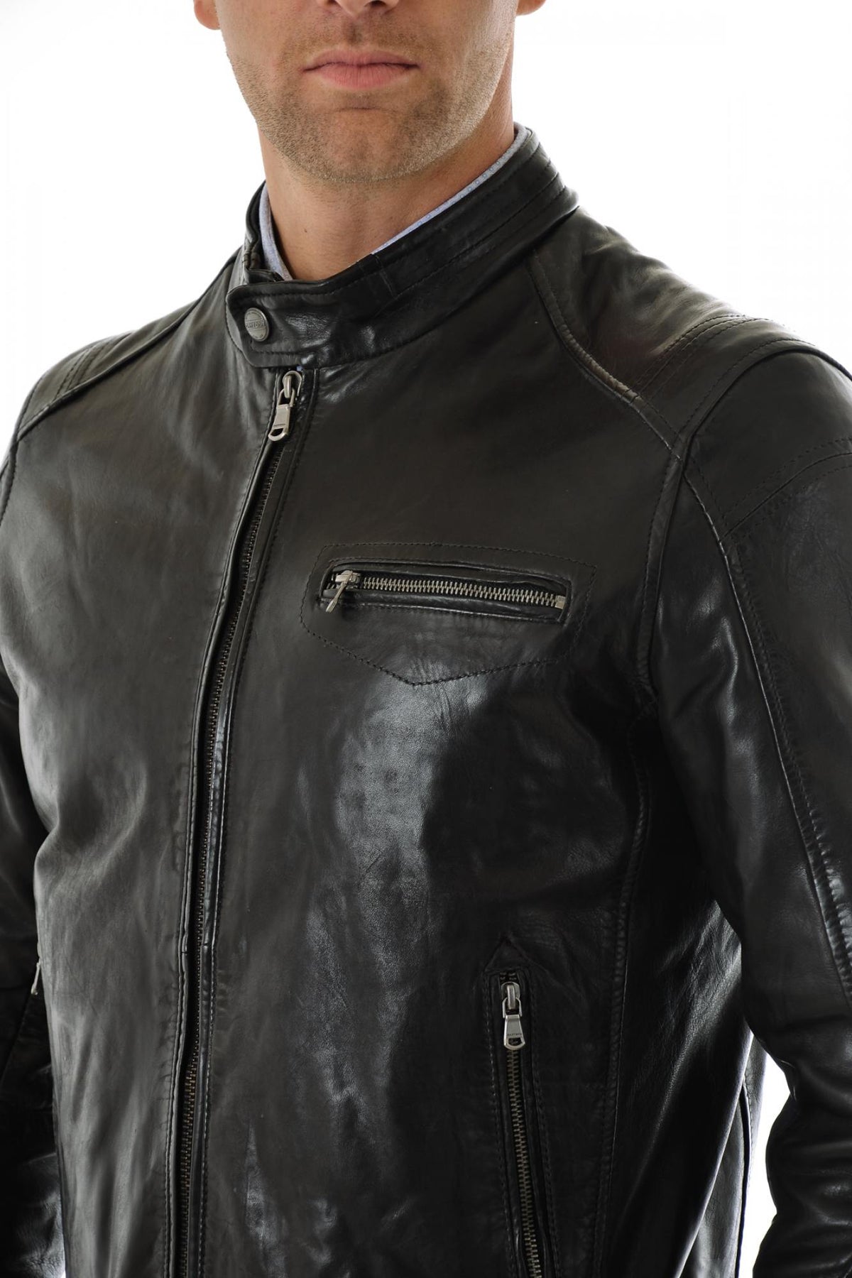 Daytona Men's Black Leather Jacket - Image n°2