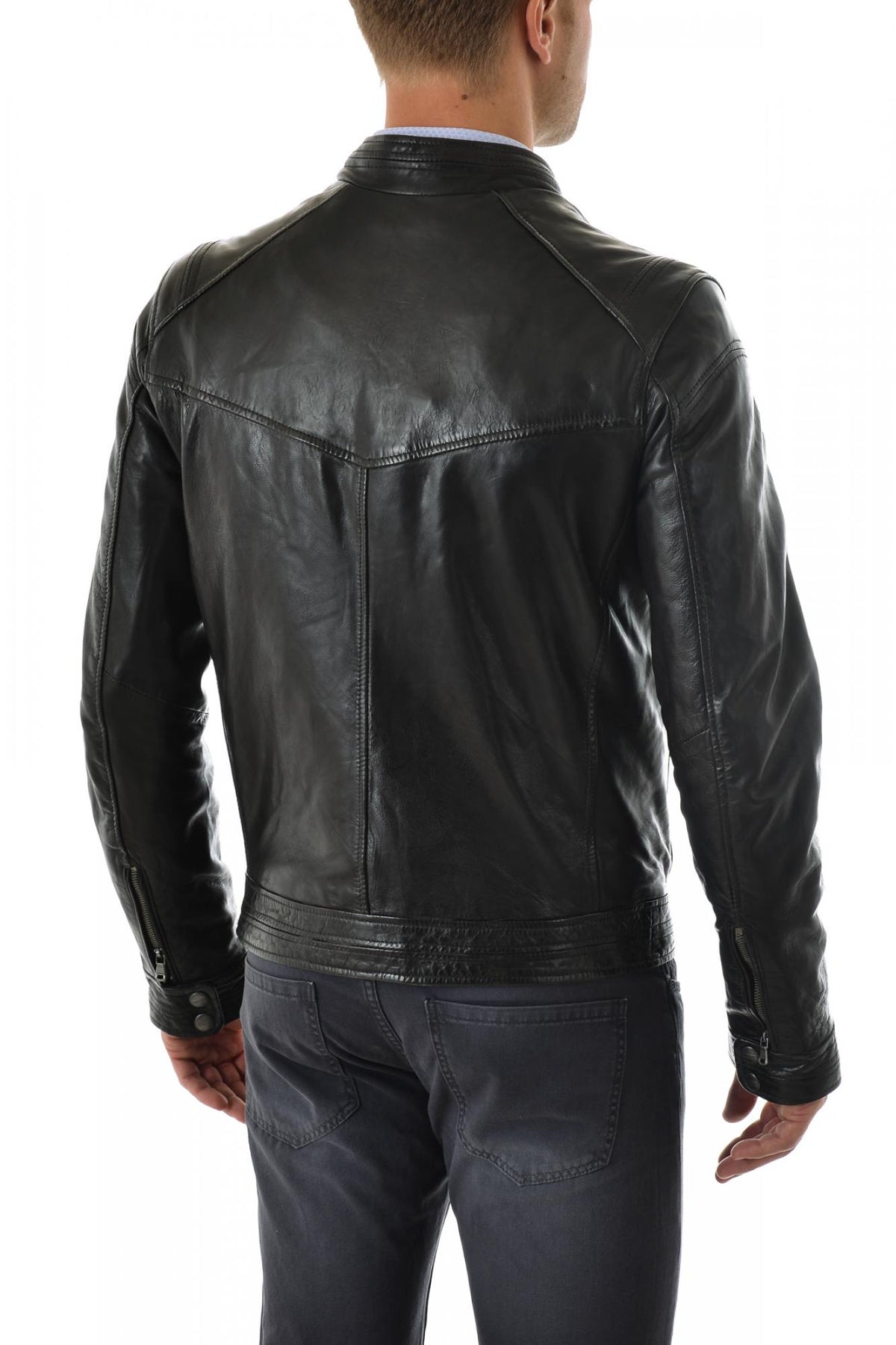 Daytona Men's Black Leather Jacket - Image n°3