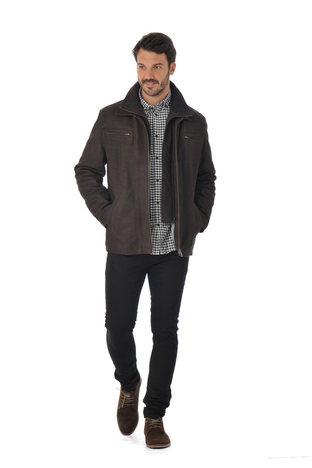 Men's Daytona Jacket in Brown Cowhide Leather - Image n°2