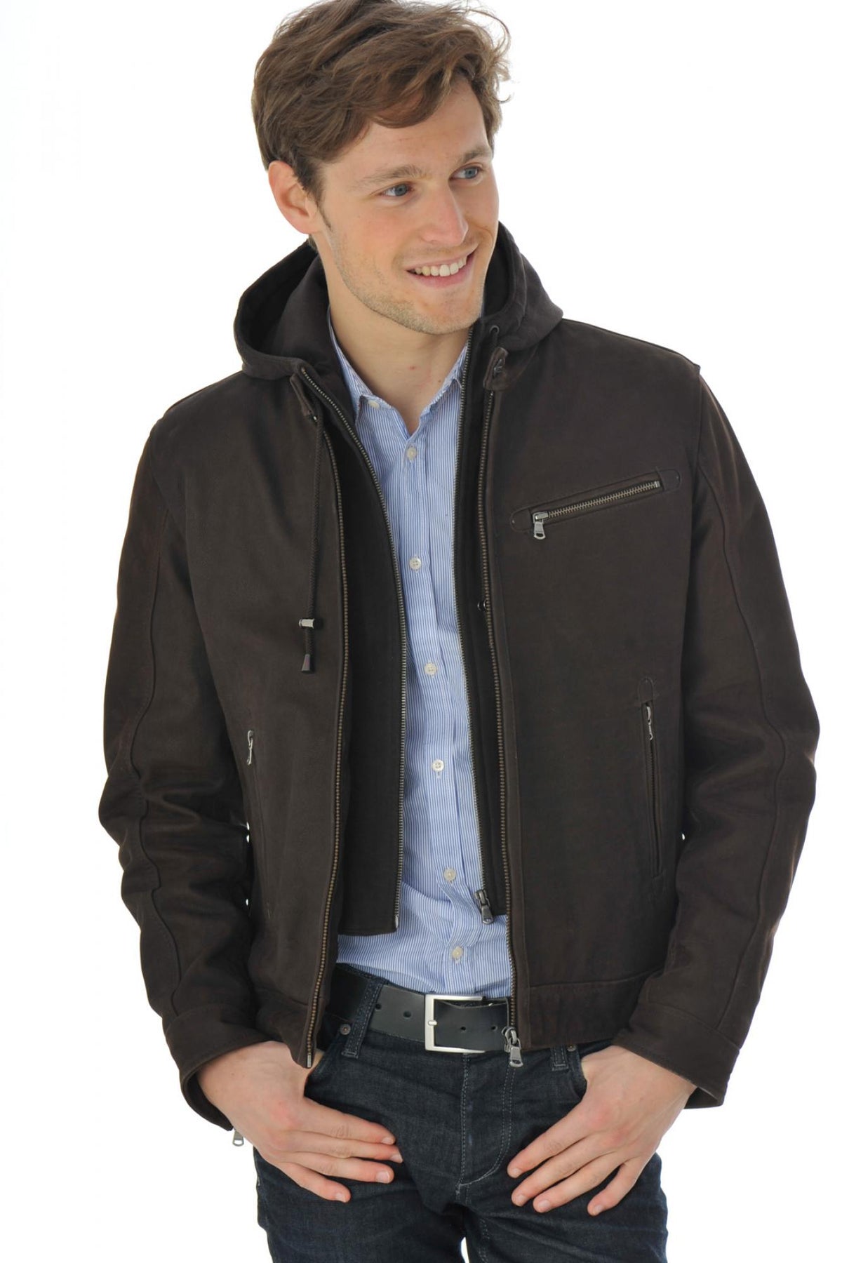 Men's Daytona Jacket in Brown Cowhide Leather - Image n°8