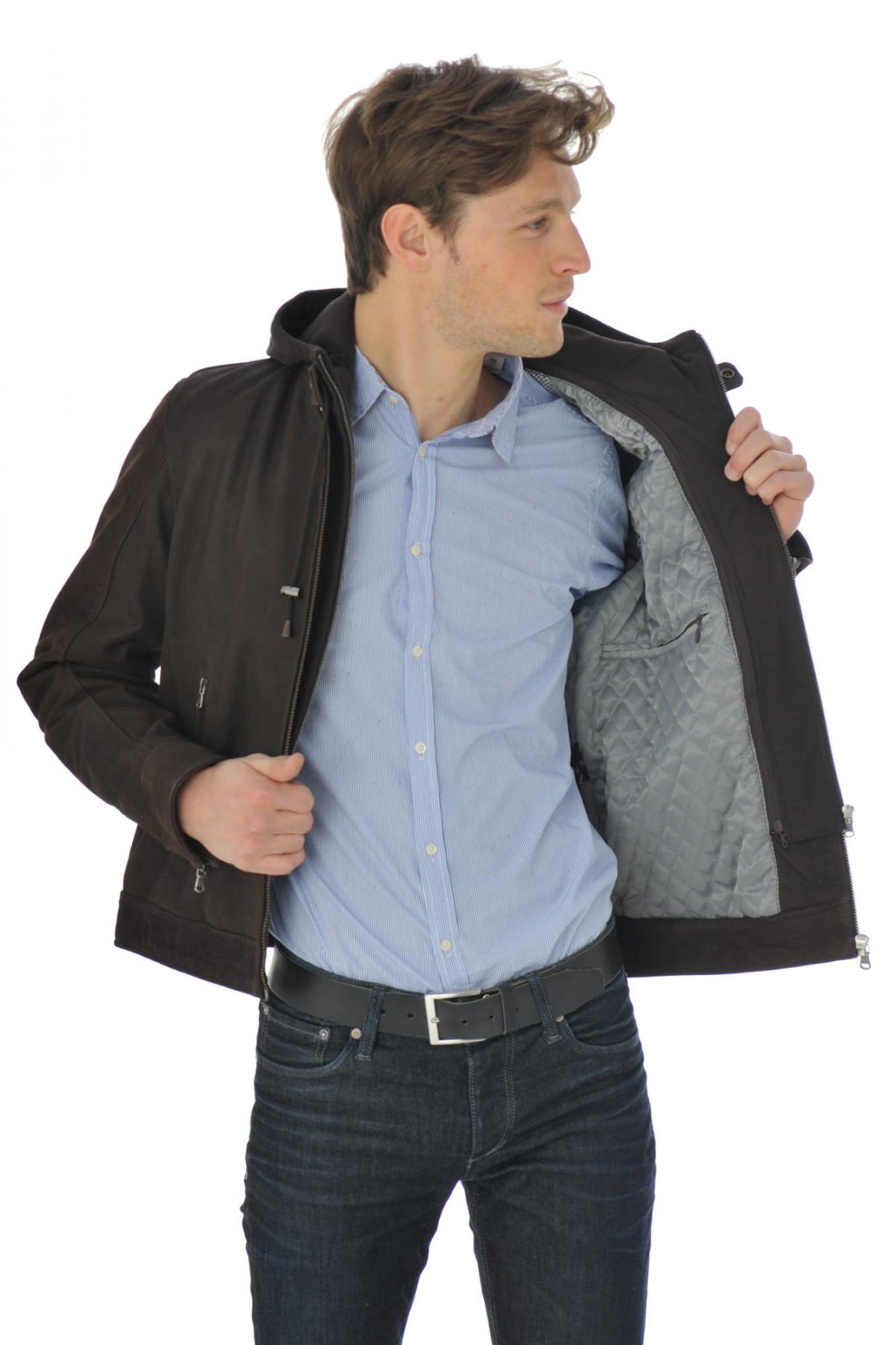 Men's Daytona Jacket in Brown Cowhide Leather - Image n°9