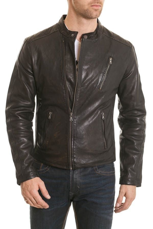 Daytona Men's Black Leather Jacket - Image n°1