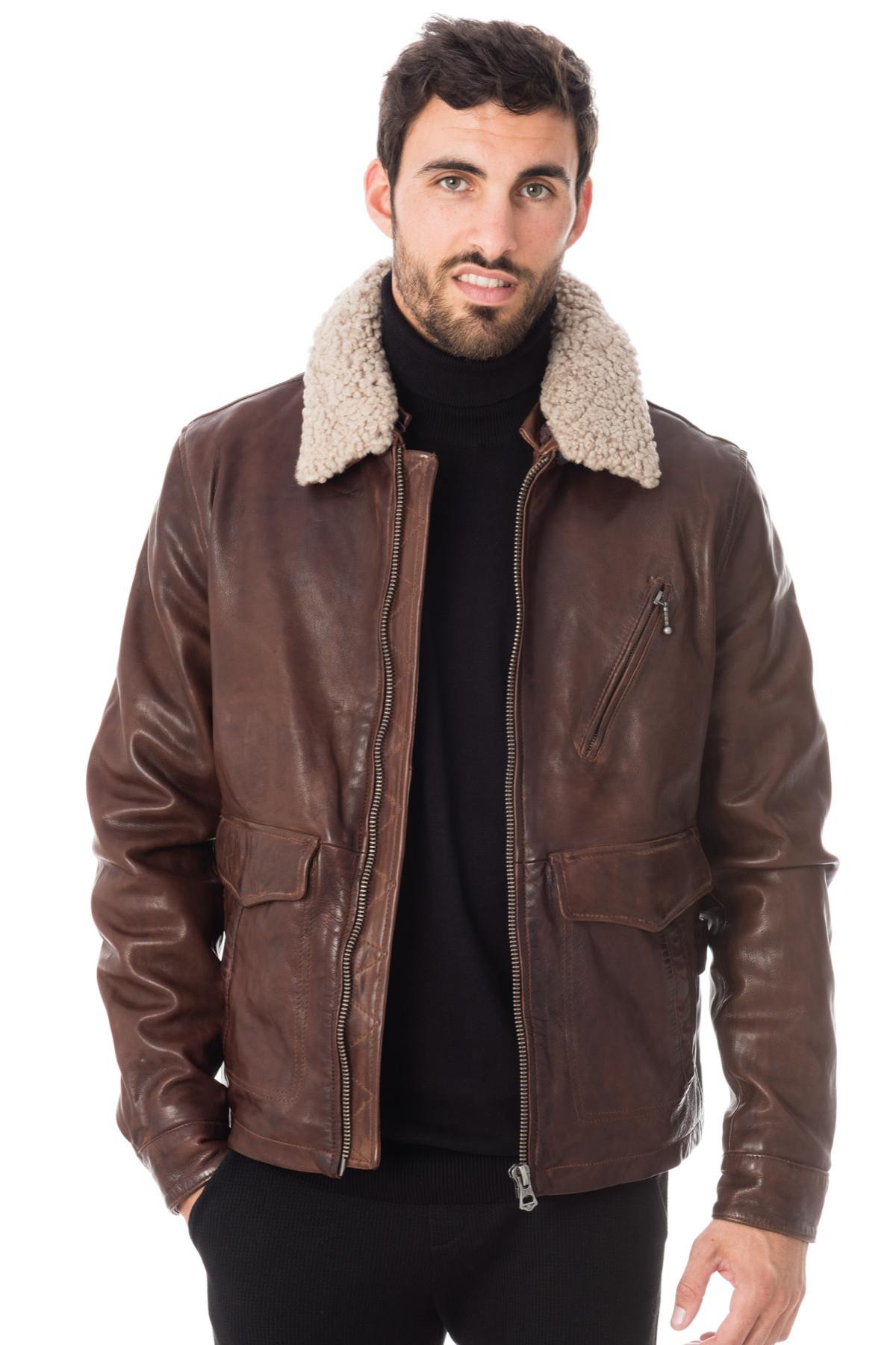 Men's fur collar jacket - Image n°1