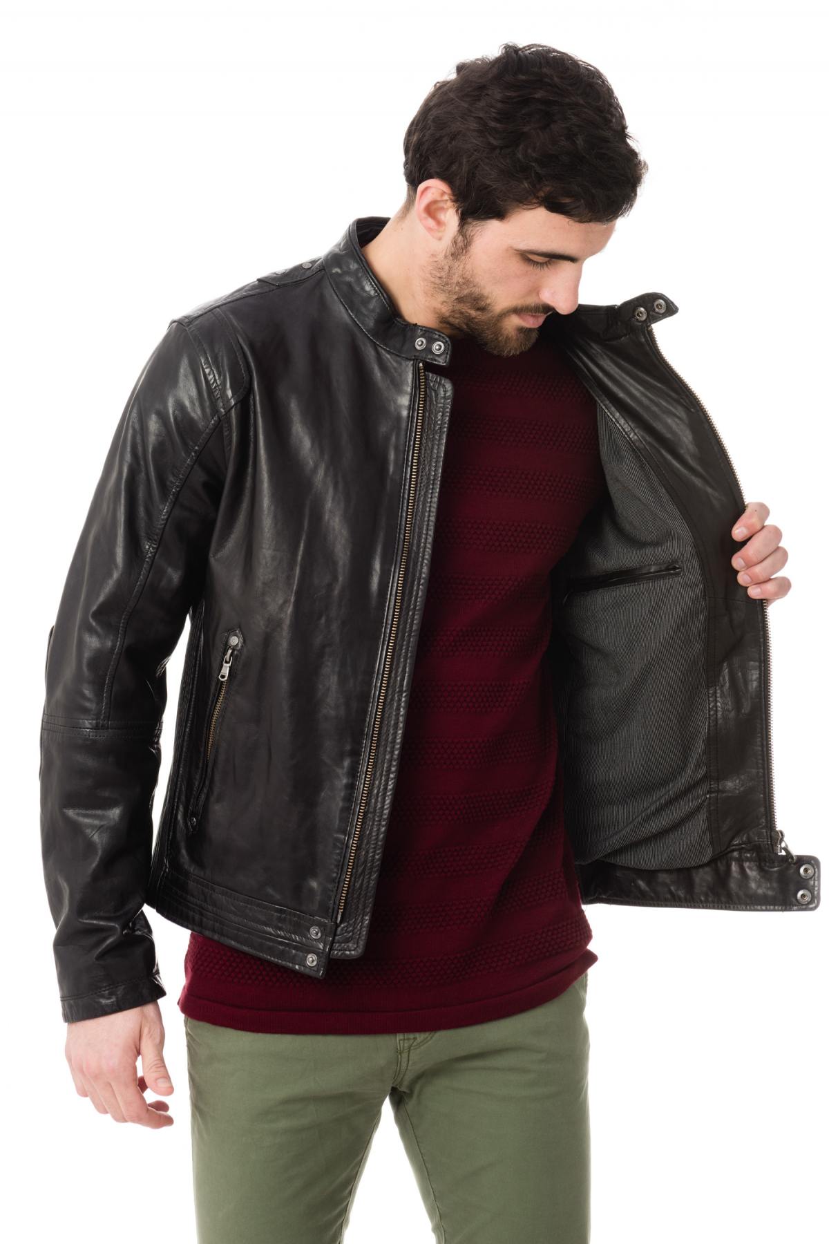 Black lambskin biker jacket - Image n°4