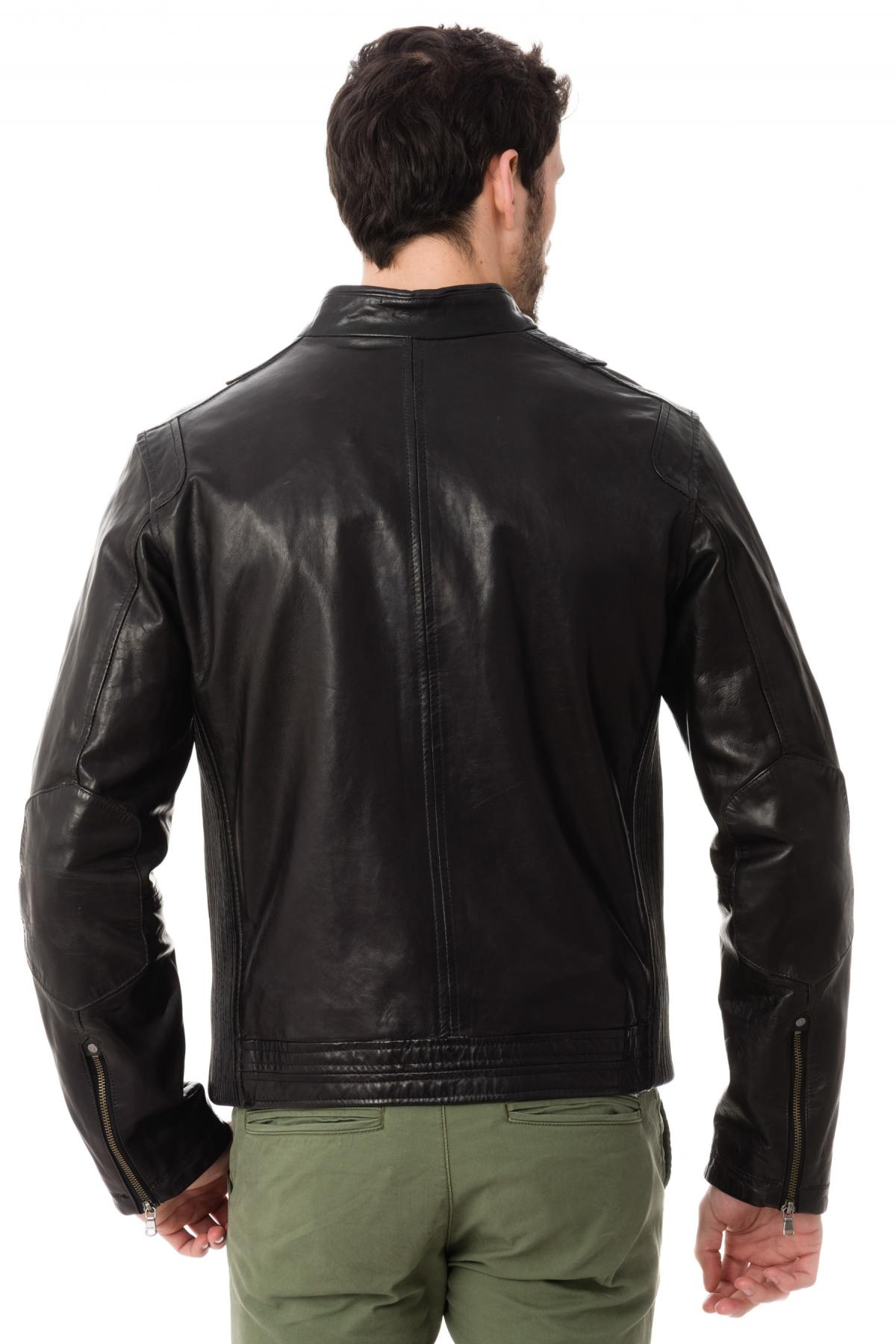 Black lambskin biker jacket - Image n°5