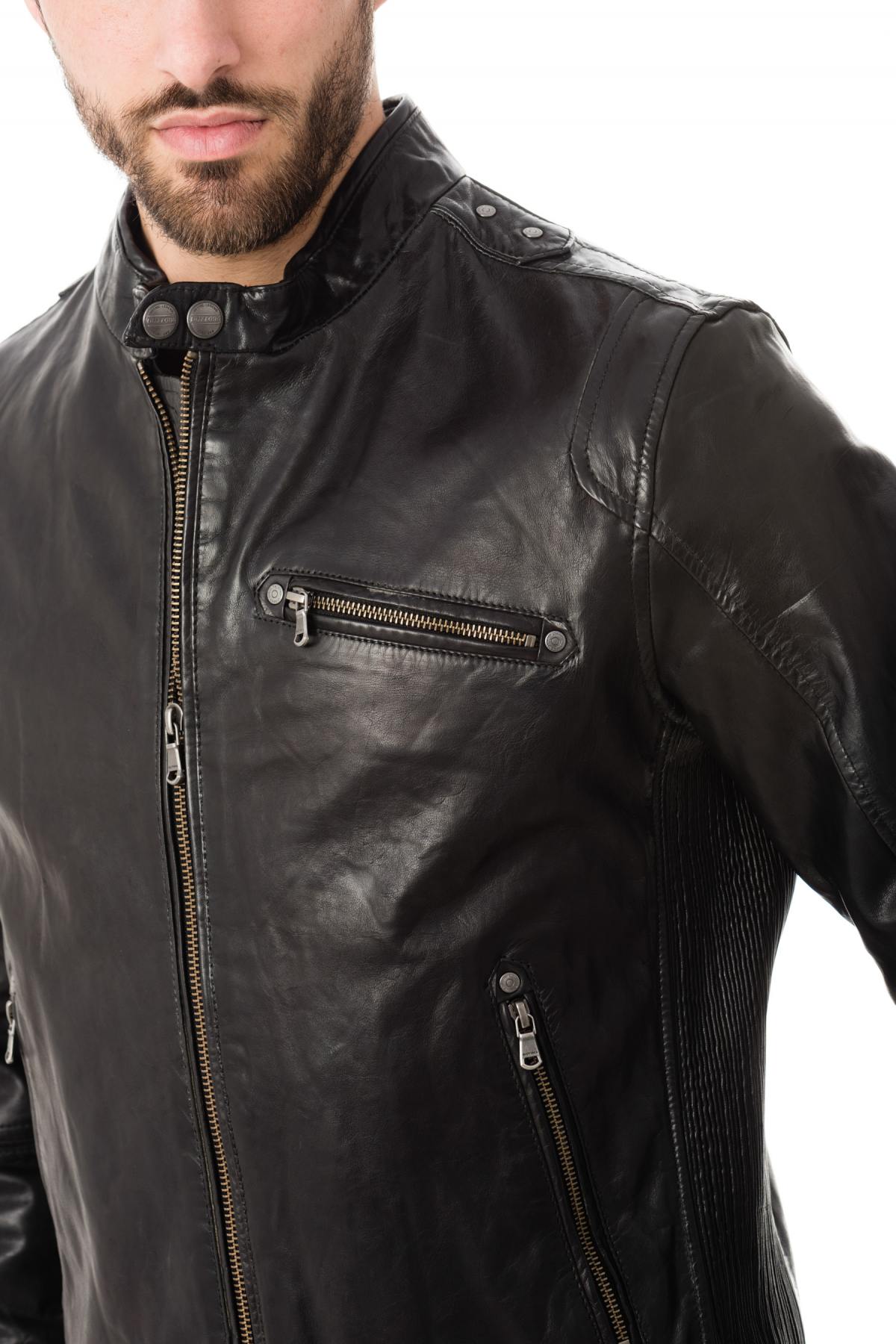 Black lambskin biker jacket - Image n°6