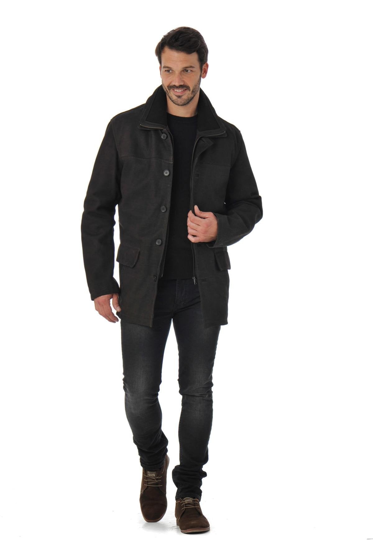 Men's Daytona Coat in Brown Cowhide Leather - Image n°2