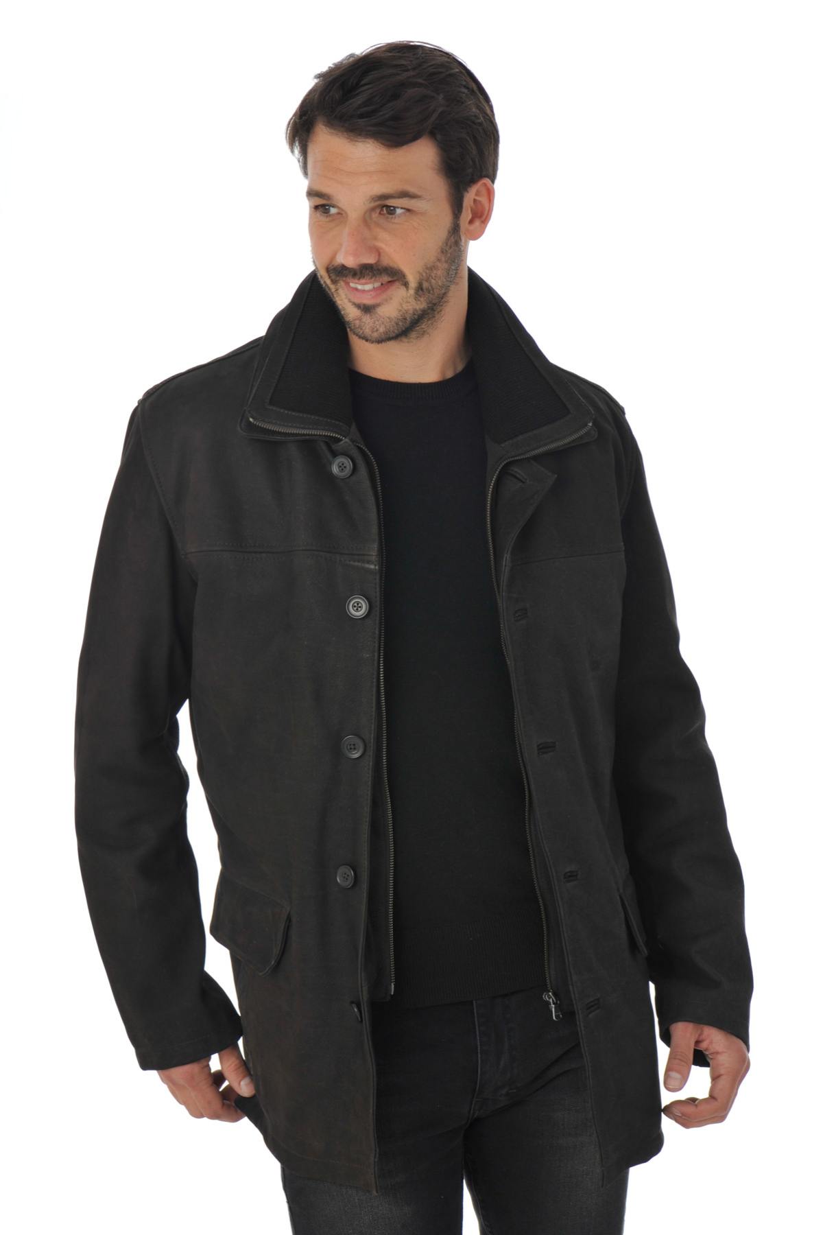 Men's Daytona Coat in Brown Cowhide Leather - Image n°1