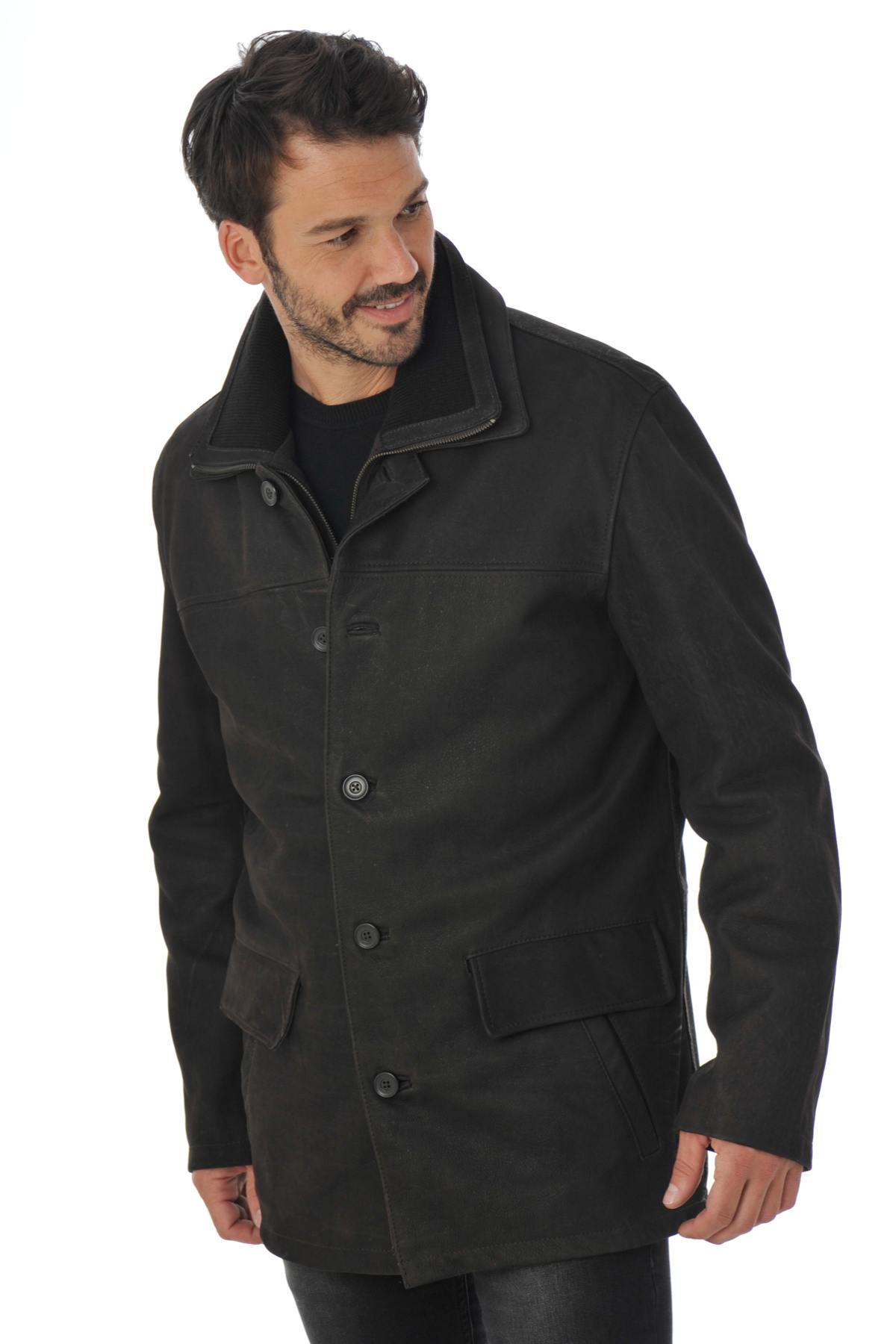 Men's Daytona Coat in Brown Cowhide Leather - Image n°3