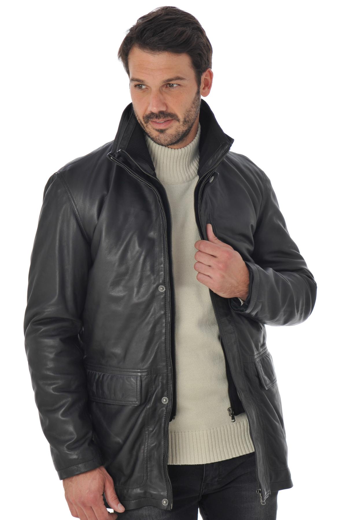  Men's Daytona Coat in Black Lambskin - Image n°1