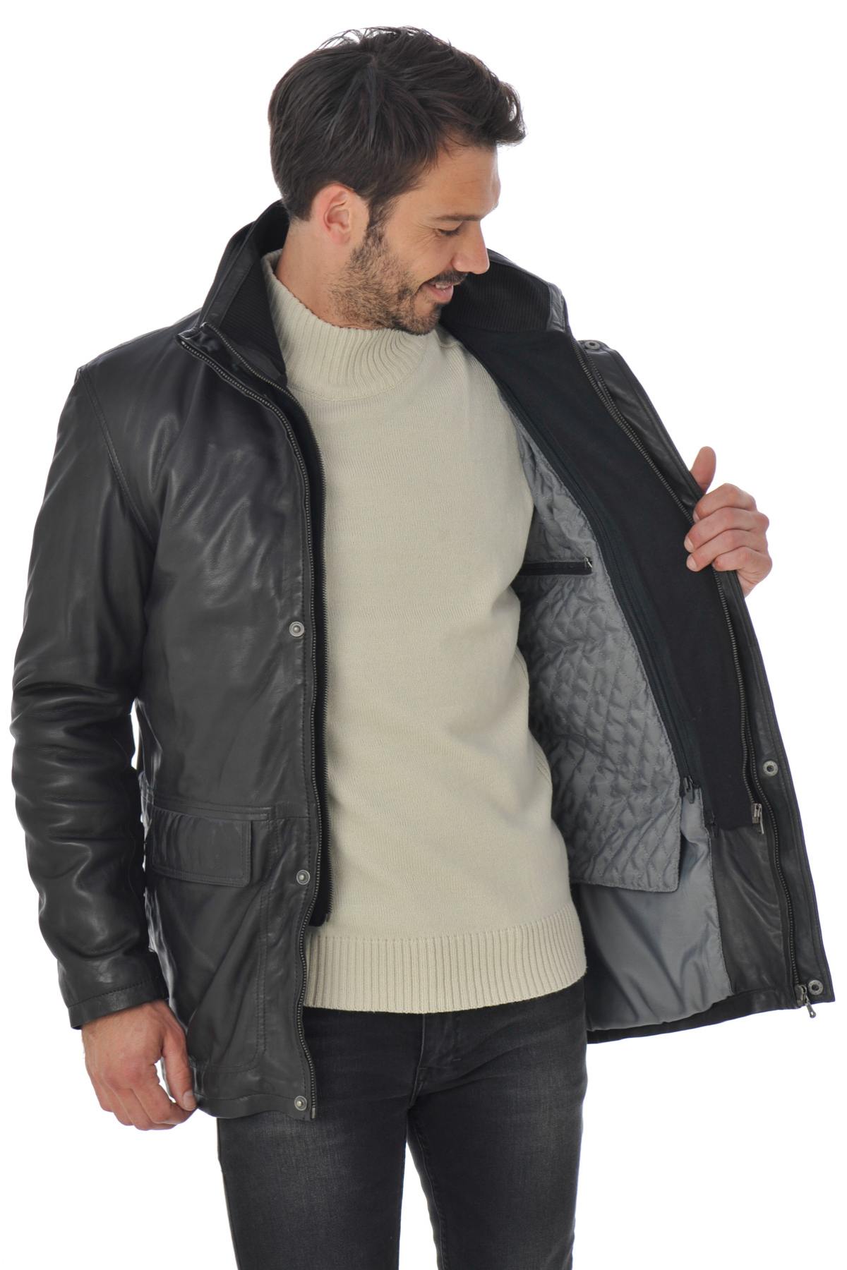  Men's Daytona Coat in Black Lambskin - Image n°5