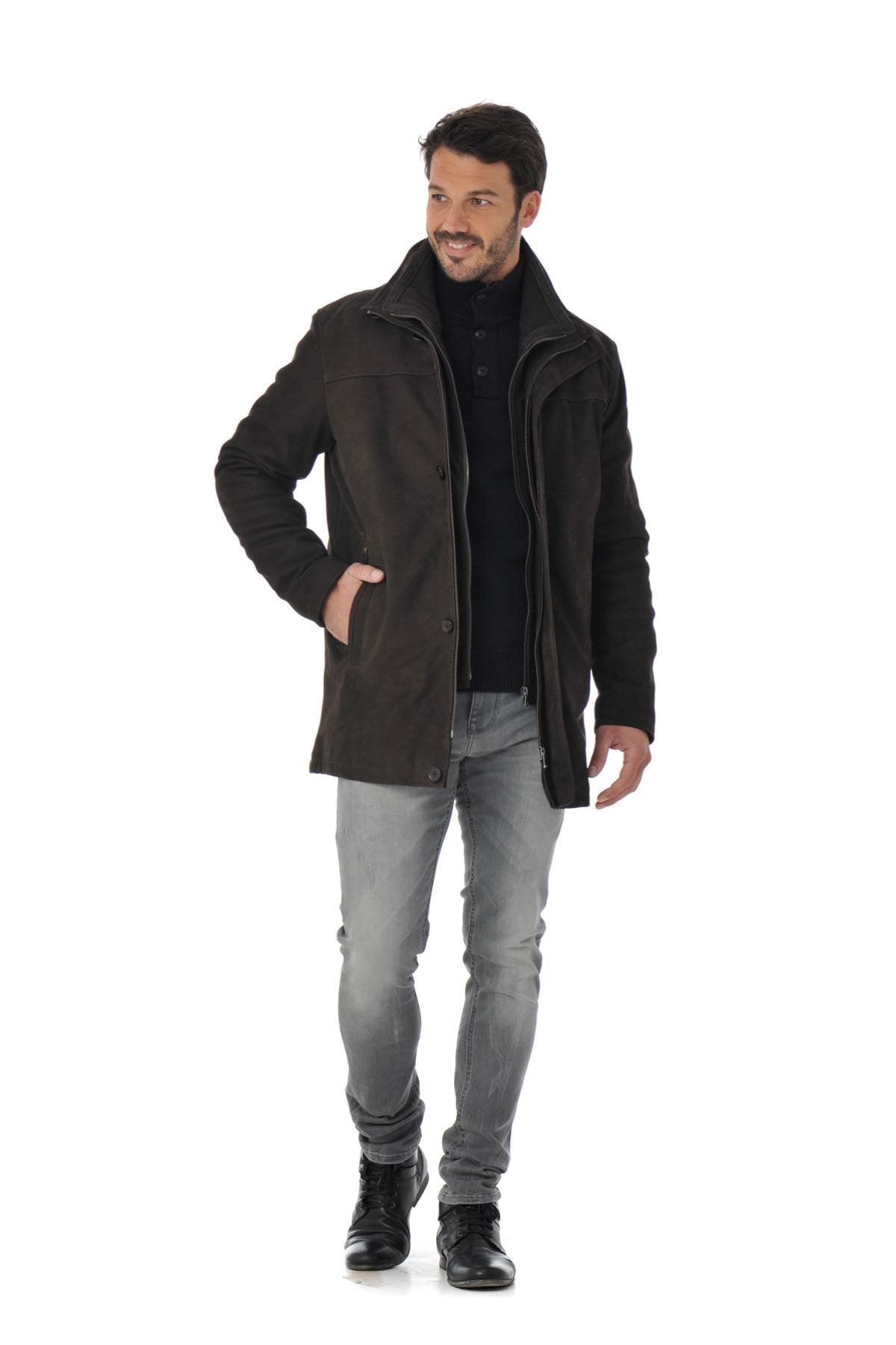 Men's Daytona Coat in Brown Cowhide Leather - Image n°2