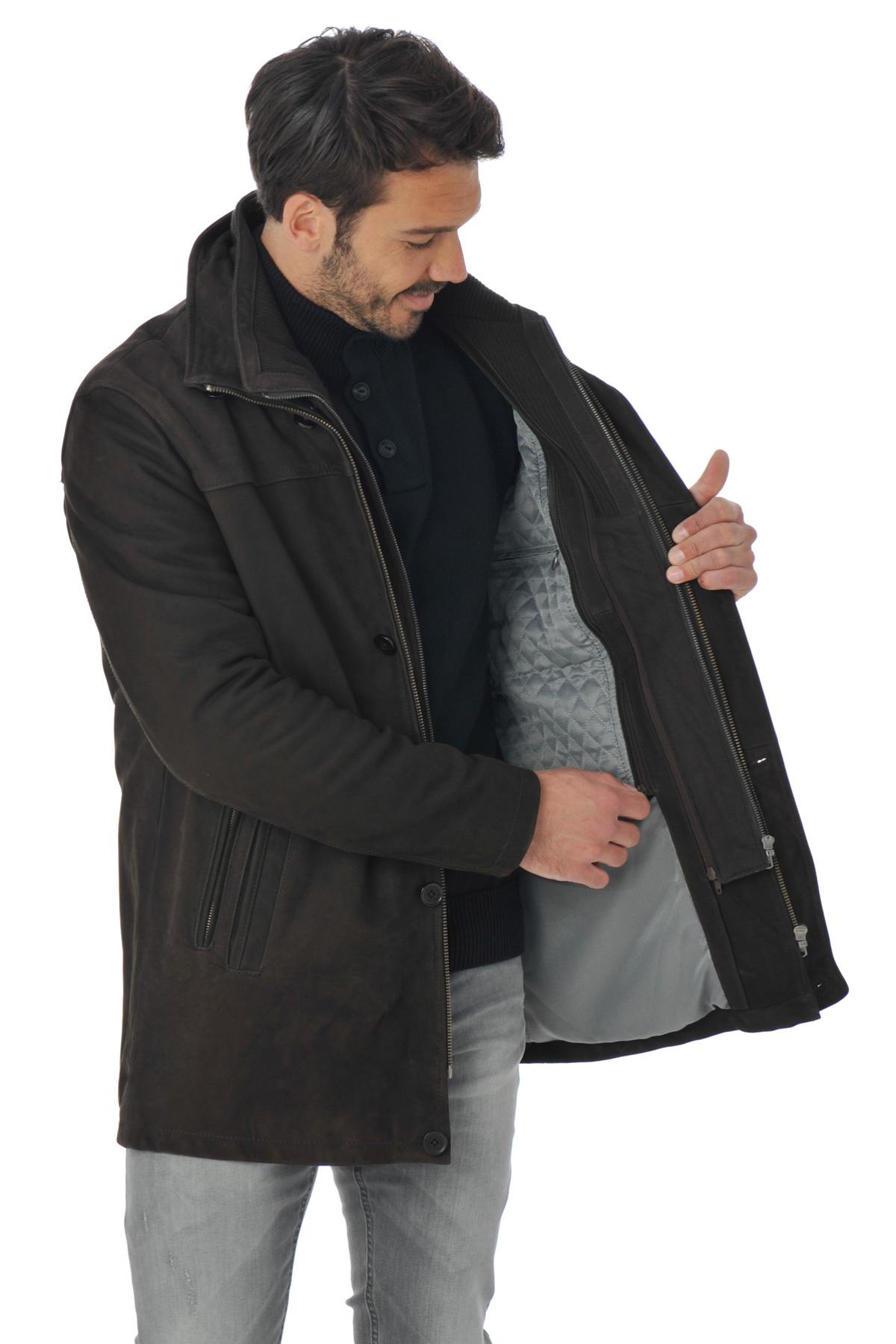 Men's Daytona Coat in Brown Cowhide Leather - Image n°4