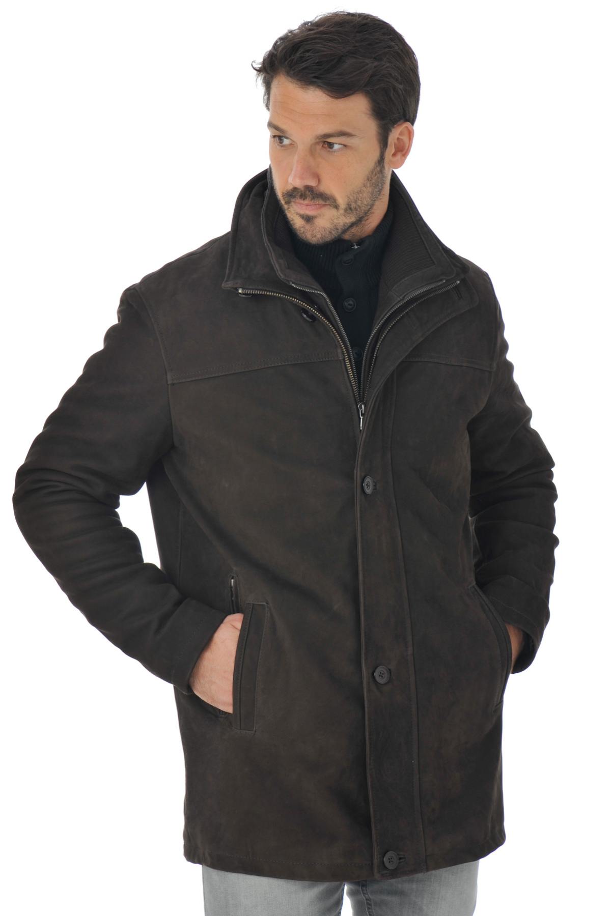 Men's Daytona Coat in Brown Cowhide Leather - Image n°1