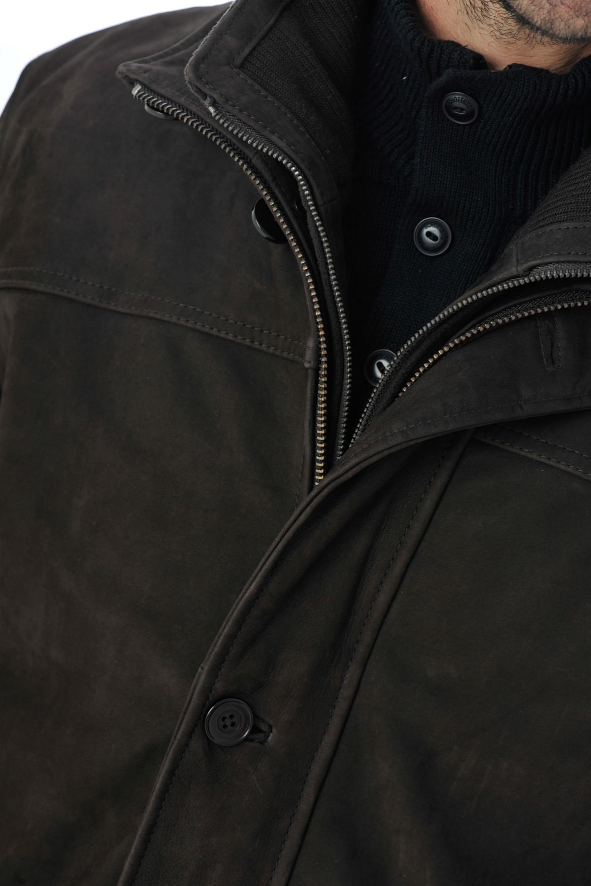 Men's Daytona Coat in Brown Cowhide Leather - Image n°6