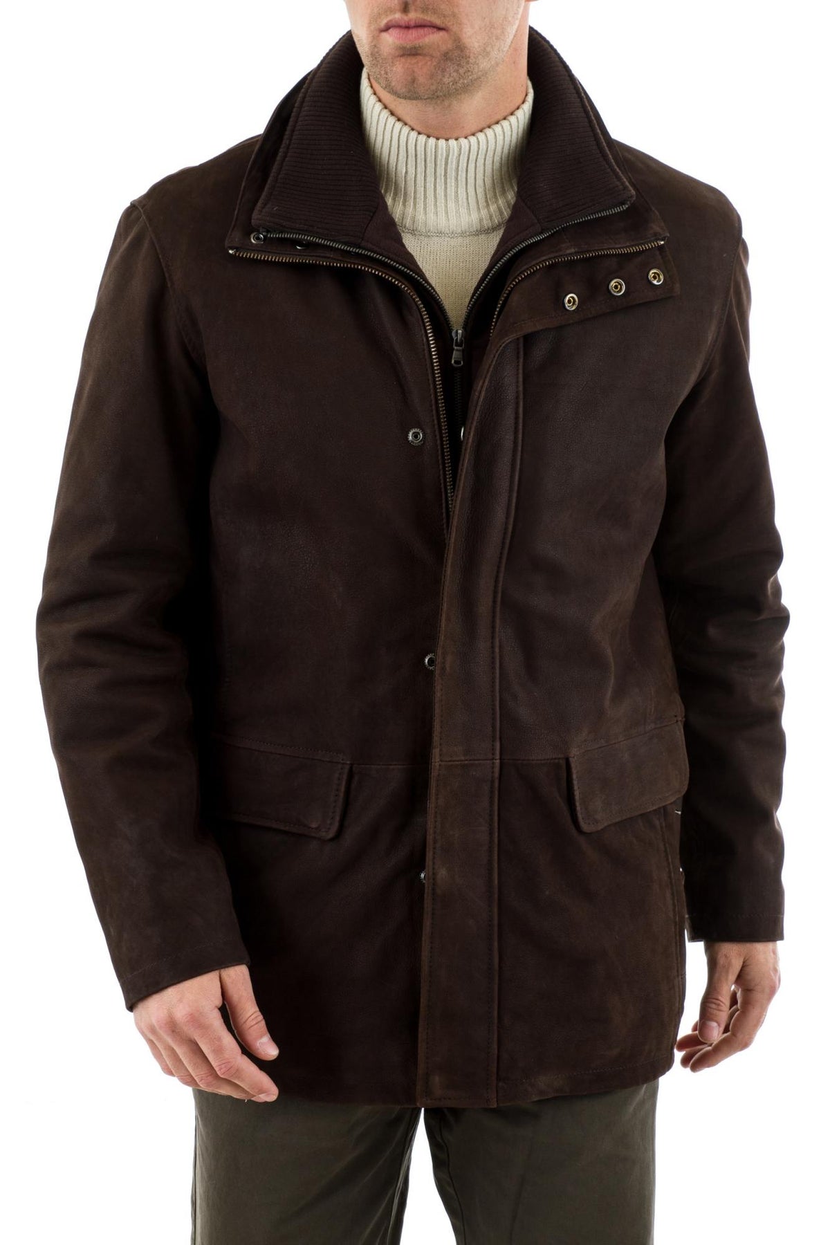 Men's Daytona Coat in Brown Cowhide Leather - Image n°5