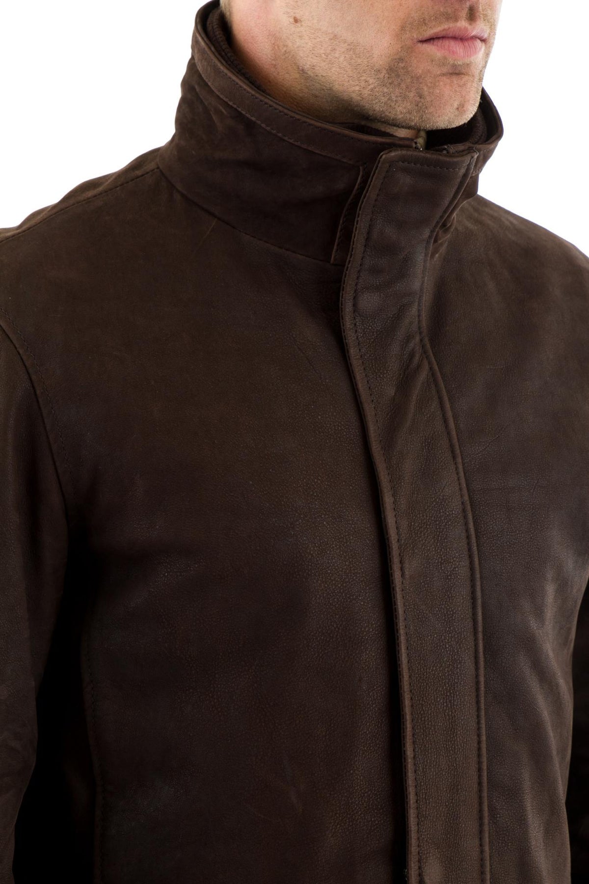 Men's Daytona Coat in Brown Cowhide Leather - Image n°3