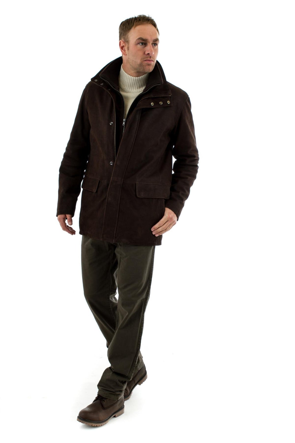 Men's Daytona Coat in Brown Cowhide Leather - Image n°2