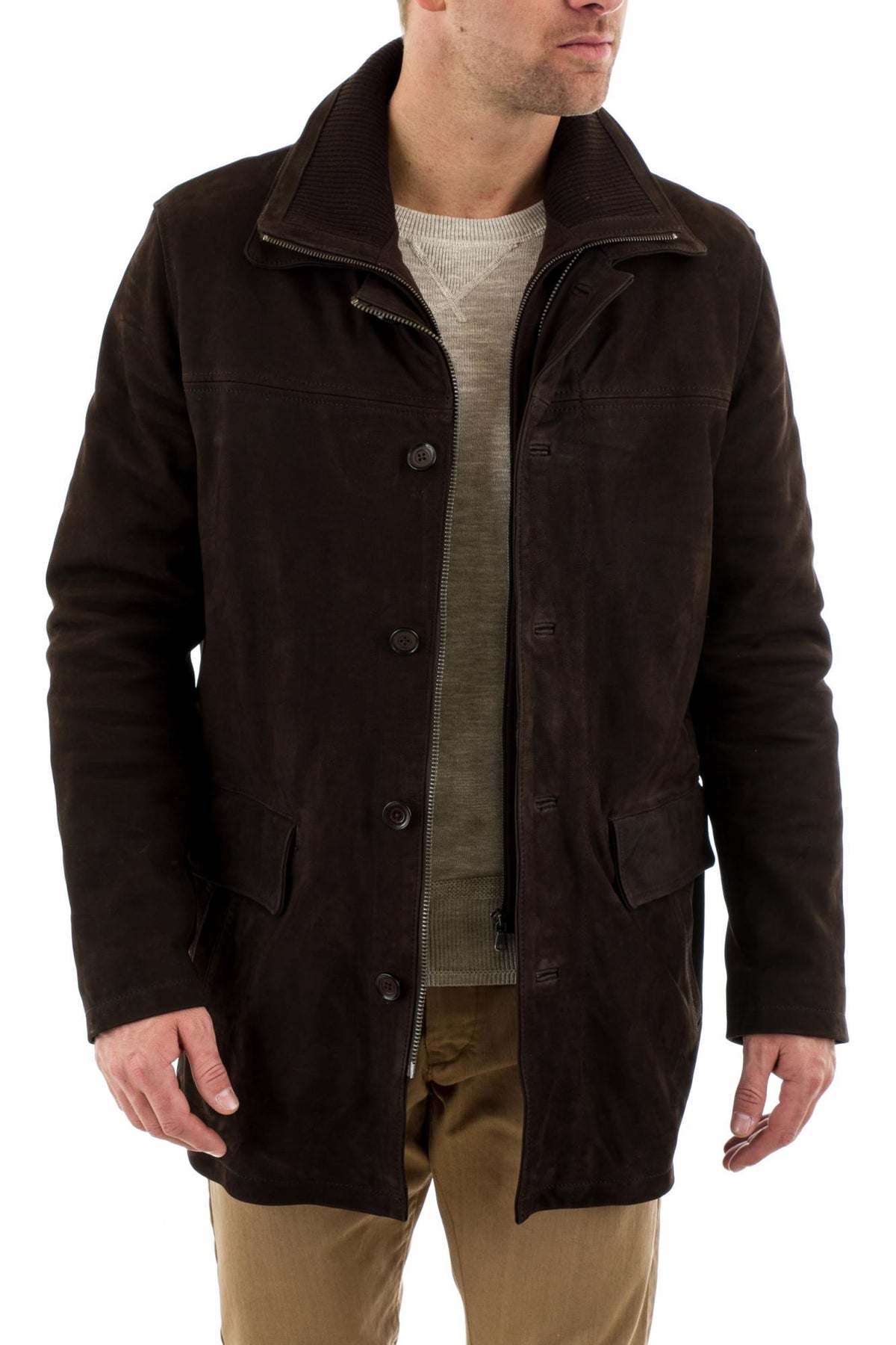 Men's Daytona Coat in Brown Cowhide Leather - Image n°1