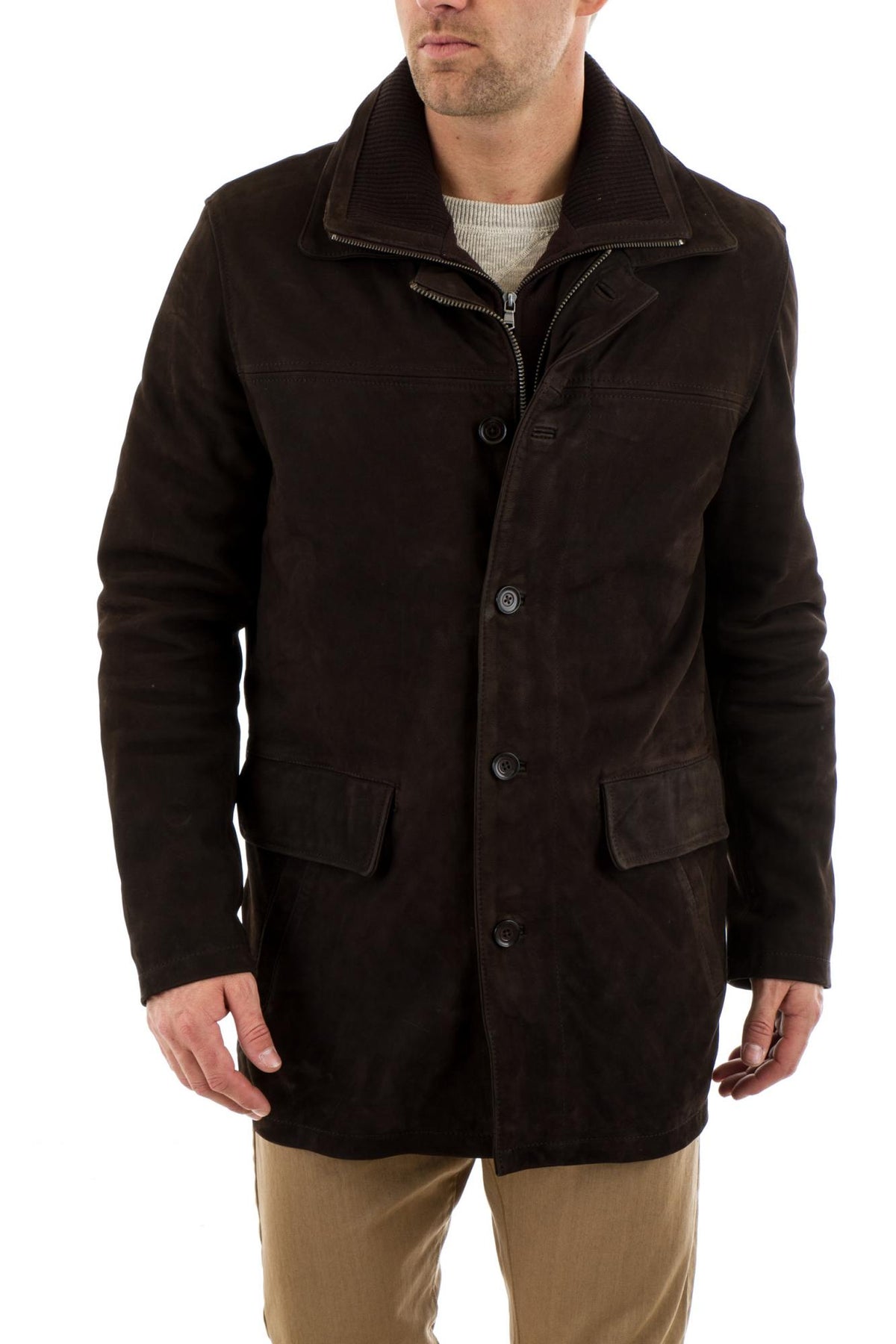 Men's Daytona Coat in Brown Cowhide Leather - Image n°4