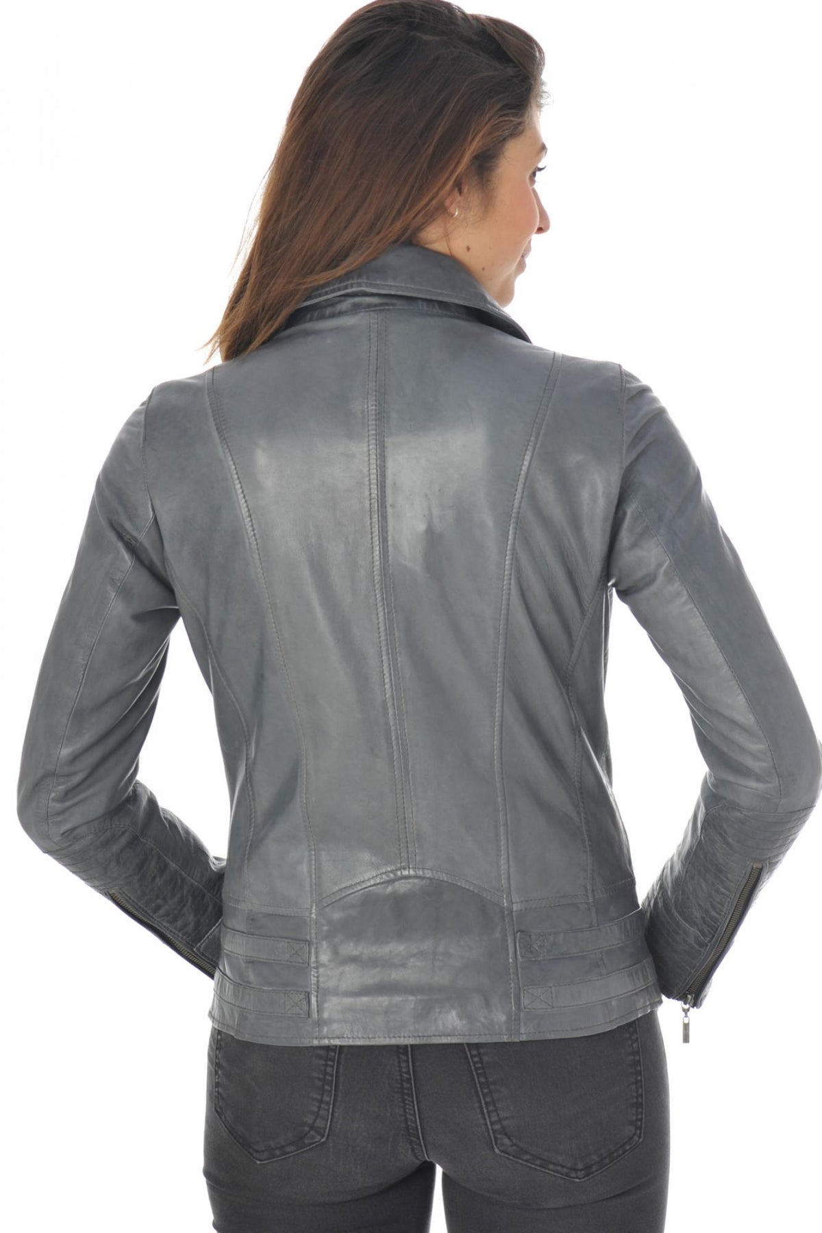 Steel gray women's perfecto - Image n°6