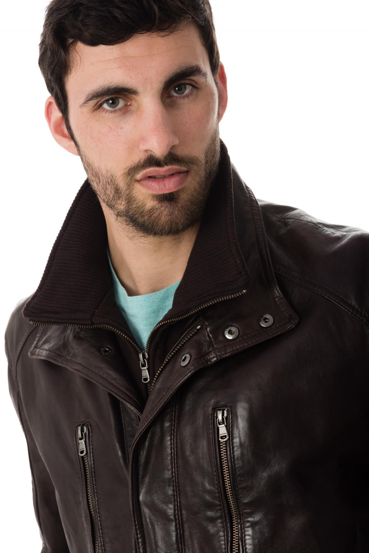  Men's Daytona Jacket in Brown Lambskin - Image n°6